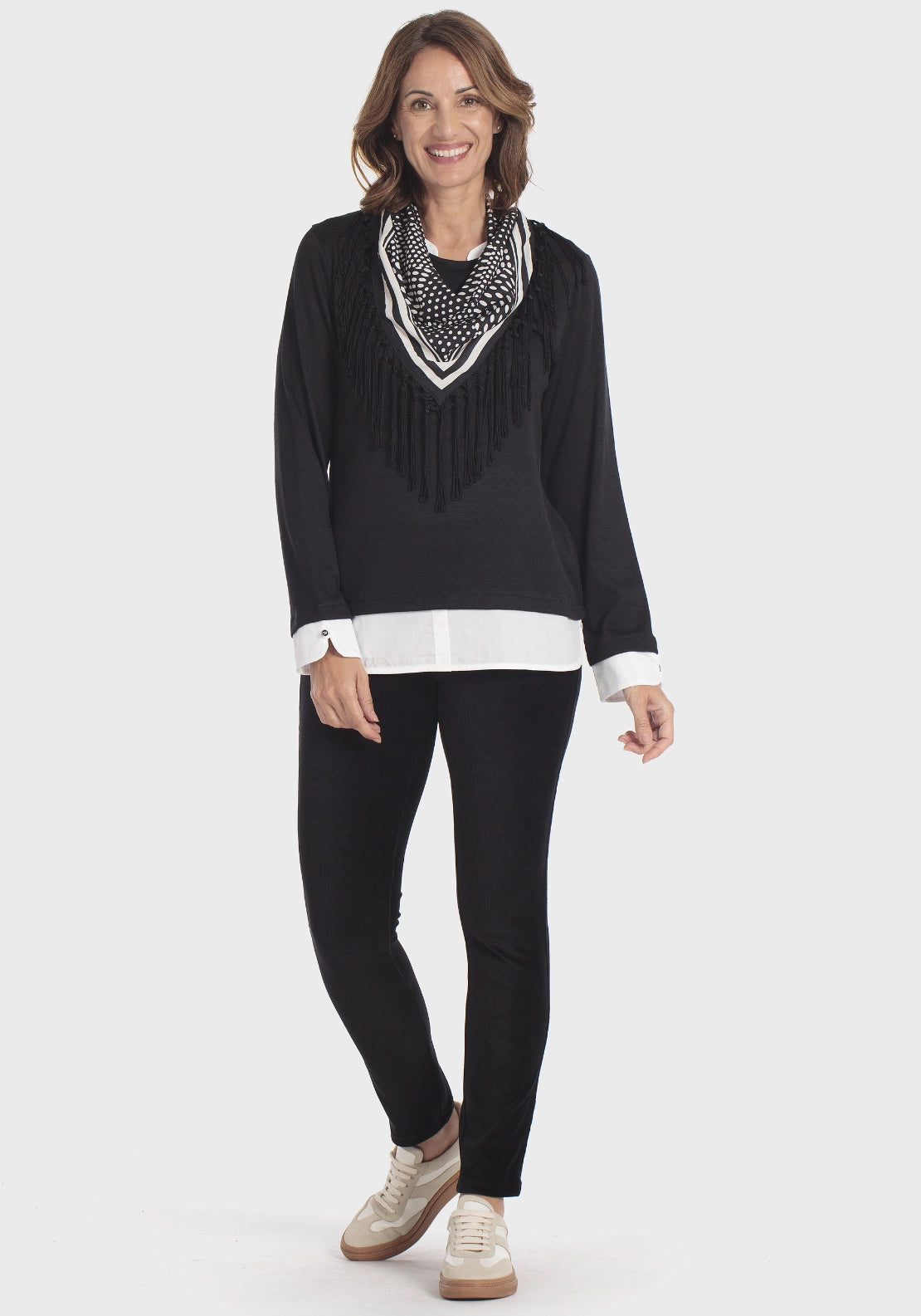 Silk Scarf T-Shirt - Black