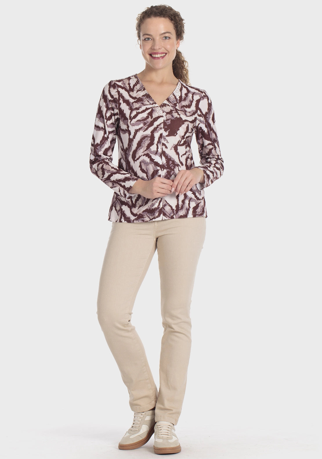 Rhinestone Printed T-Shirt - Brown Chocolate