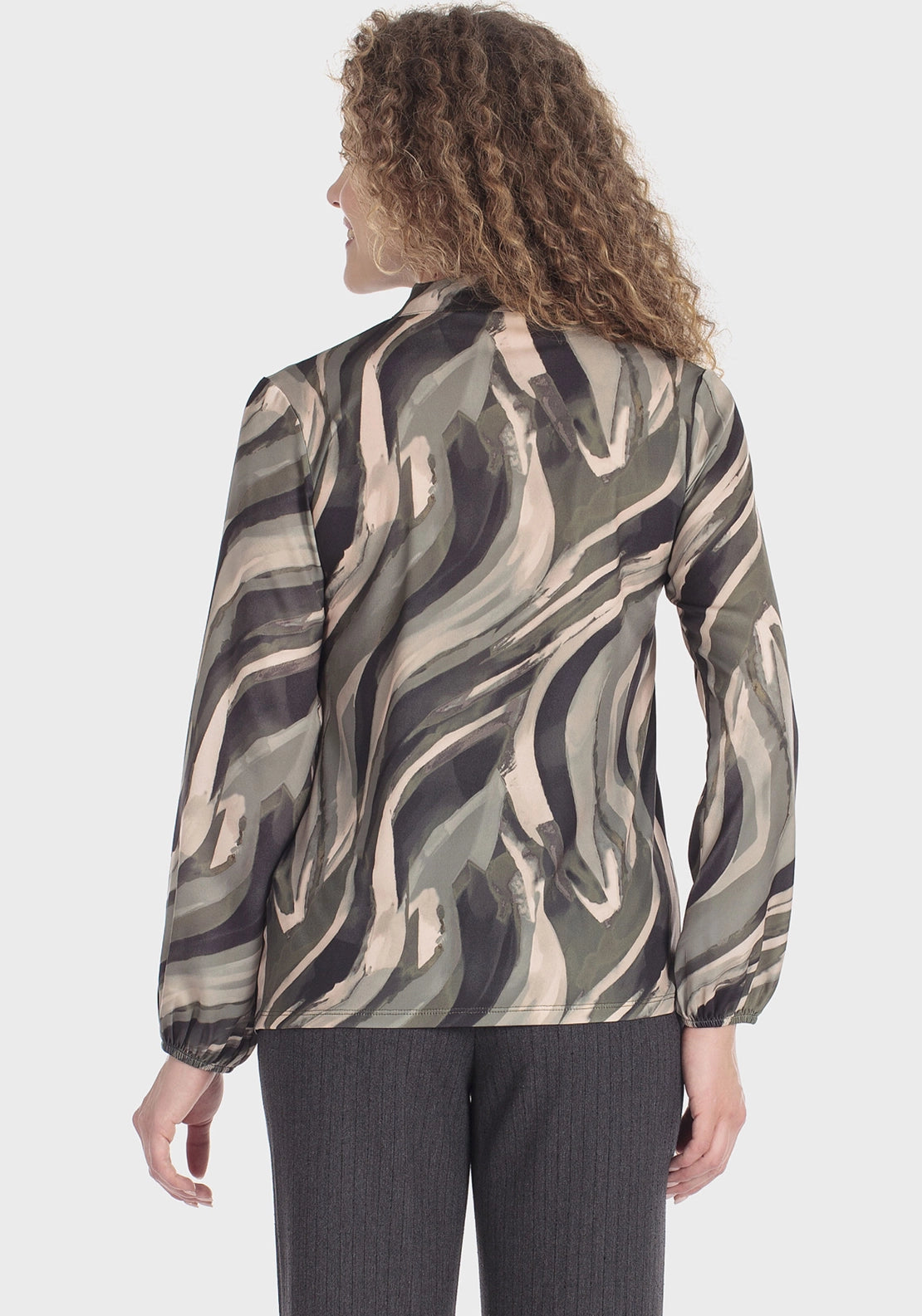 Printed T-Shirt With Bow Accent - Green