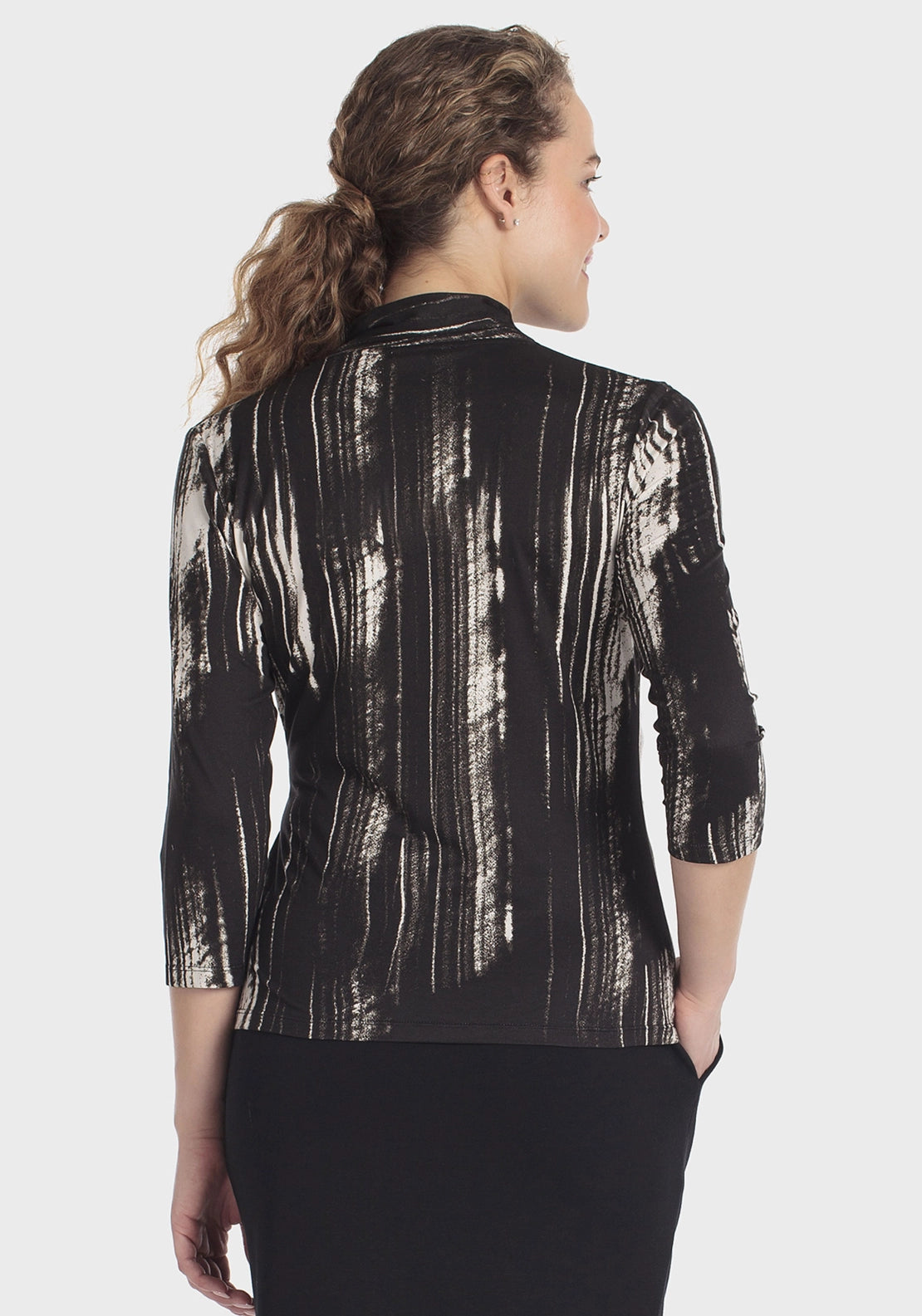 Printed Criss-Cross T-Shirt - Black