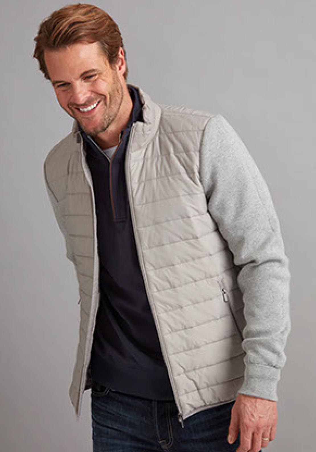 Vedoneire Padded Hybrid Jacket - Grey 1 Shaws Department Stores