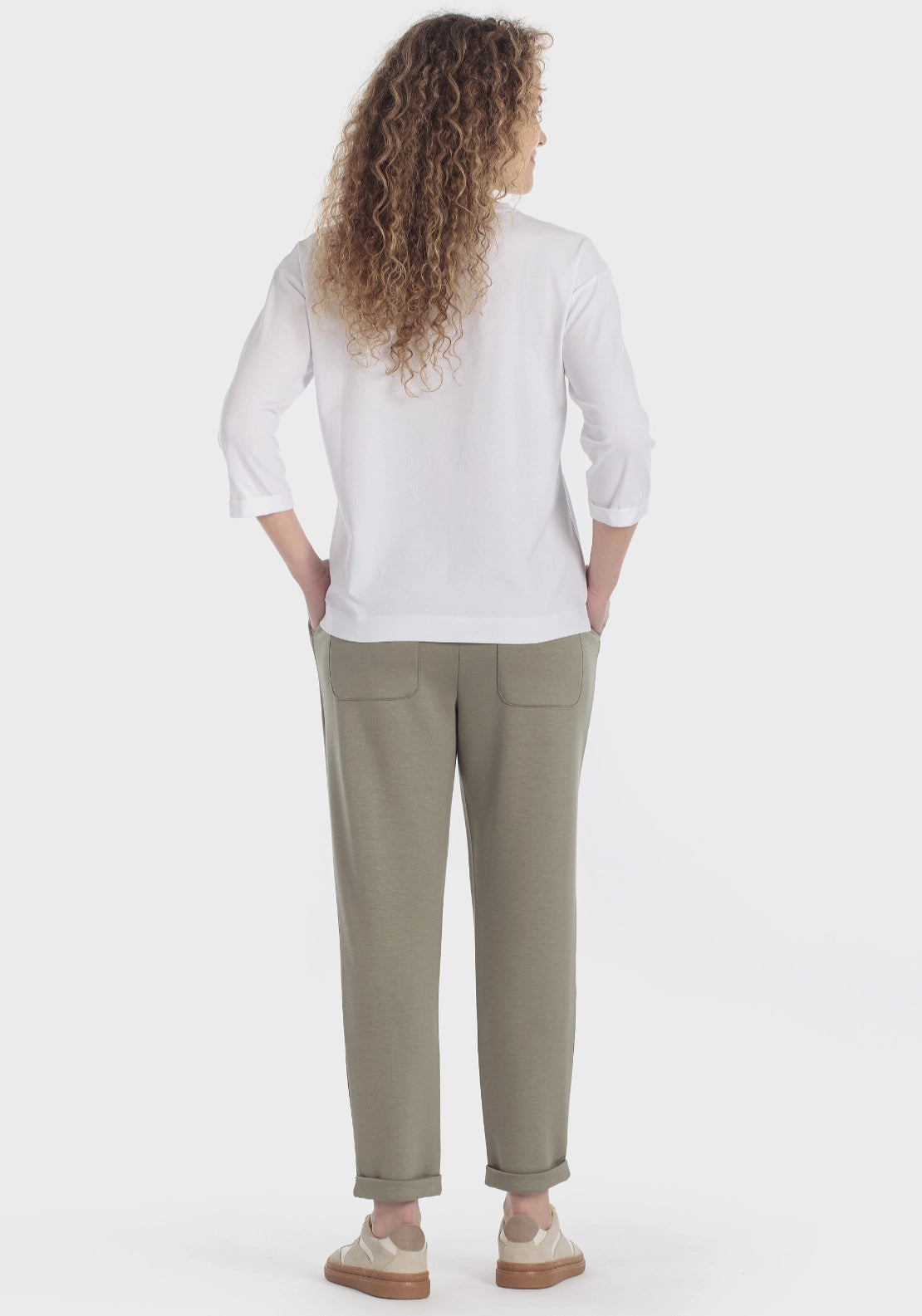 Embellished 3/4-Sleeve Sports Tee - White