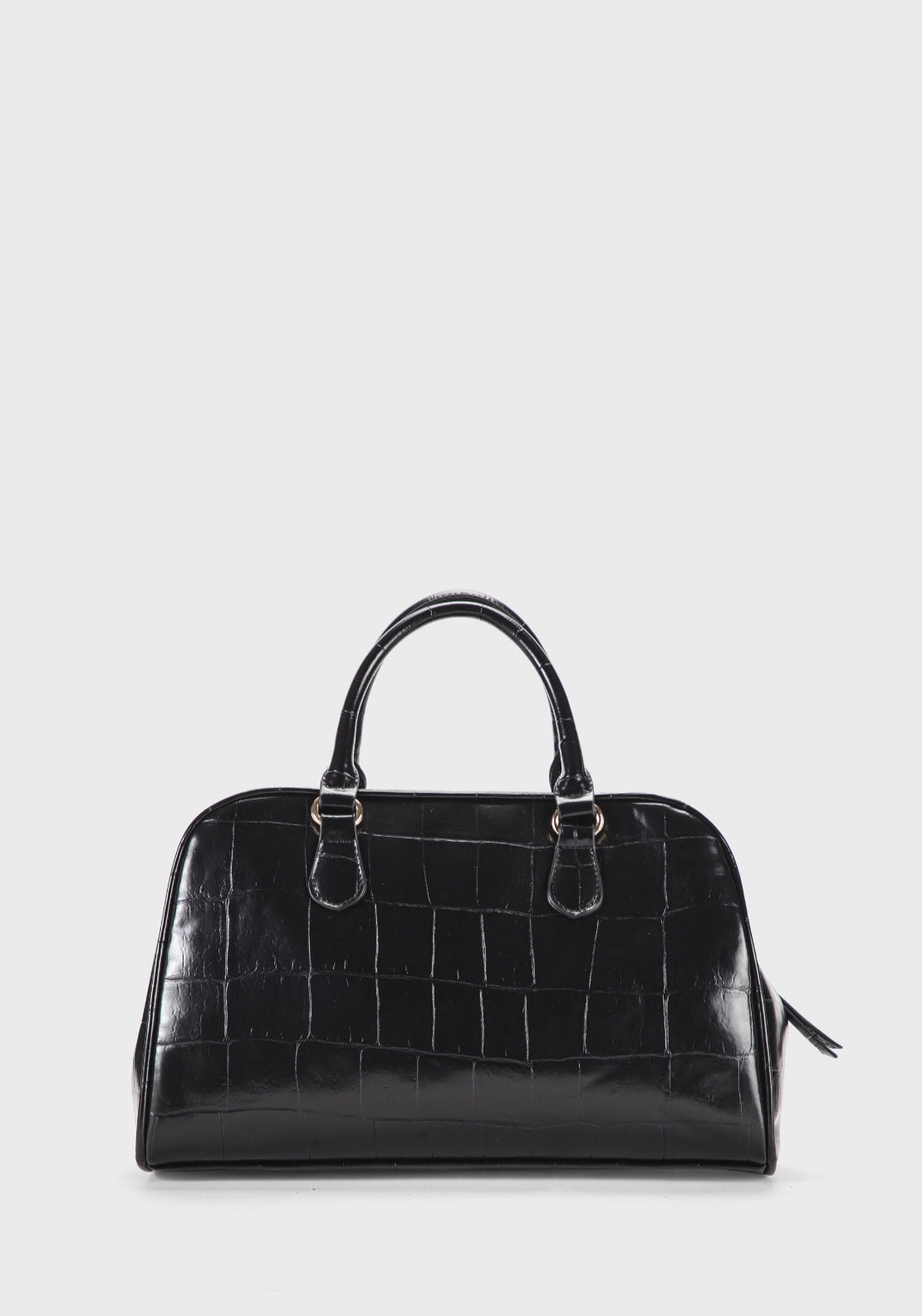 Crocodile Effect Handbag - Black