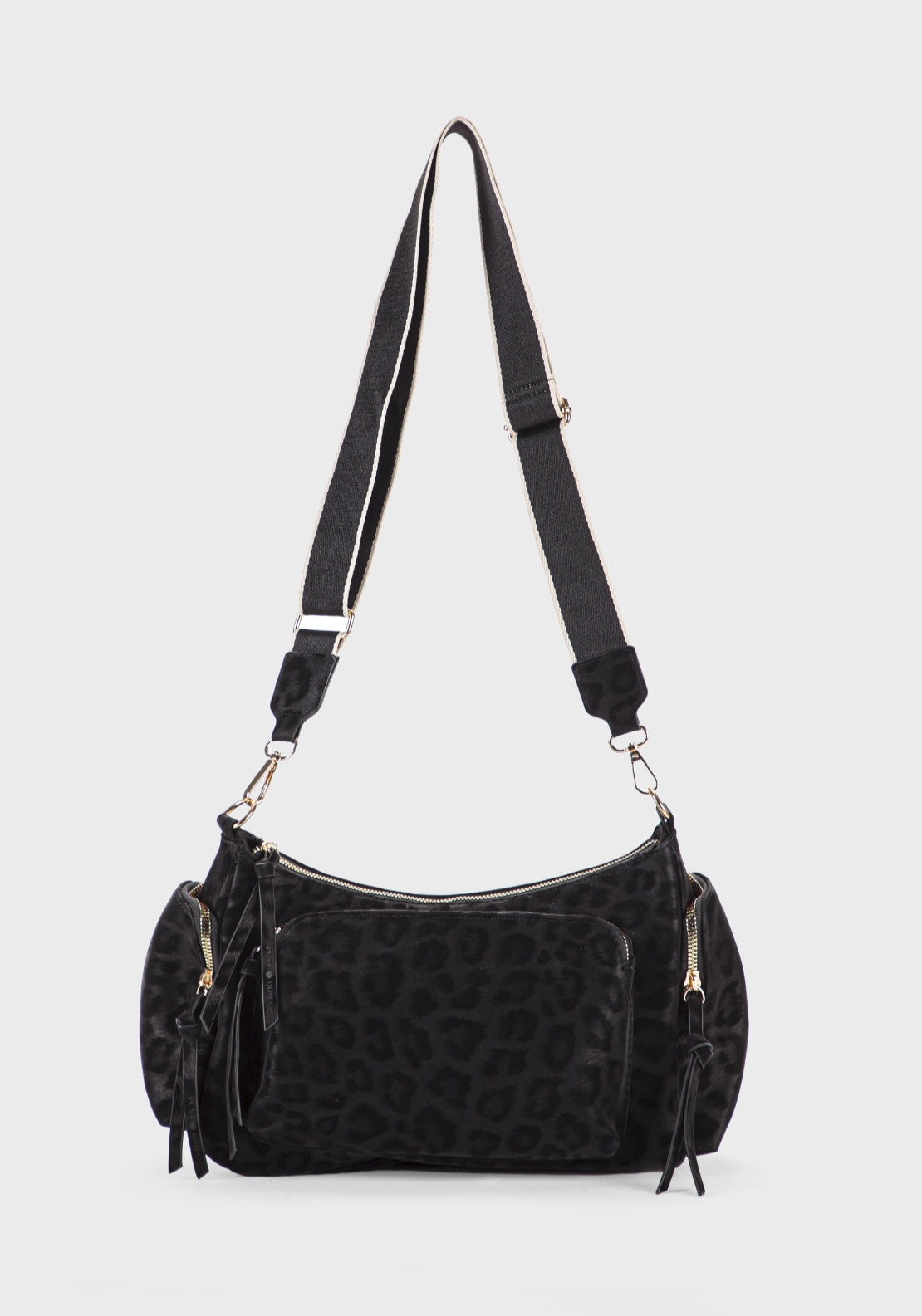 Animal Print Shoulder Bag - Black