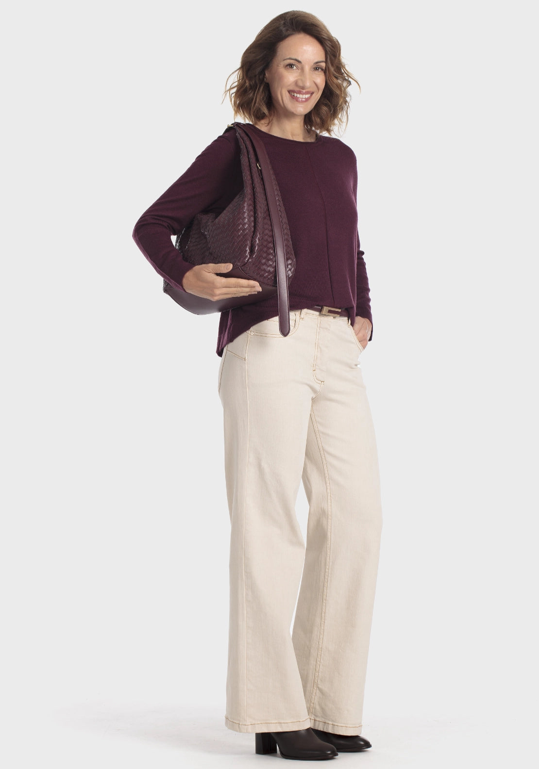 Burgundy Braided Hobo Bag - Red