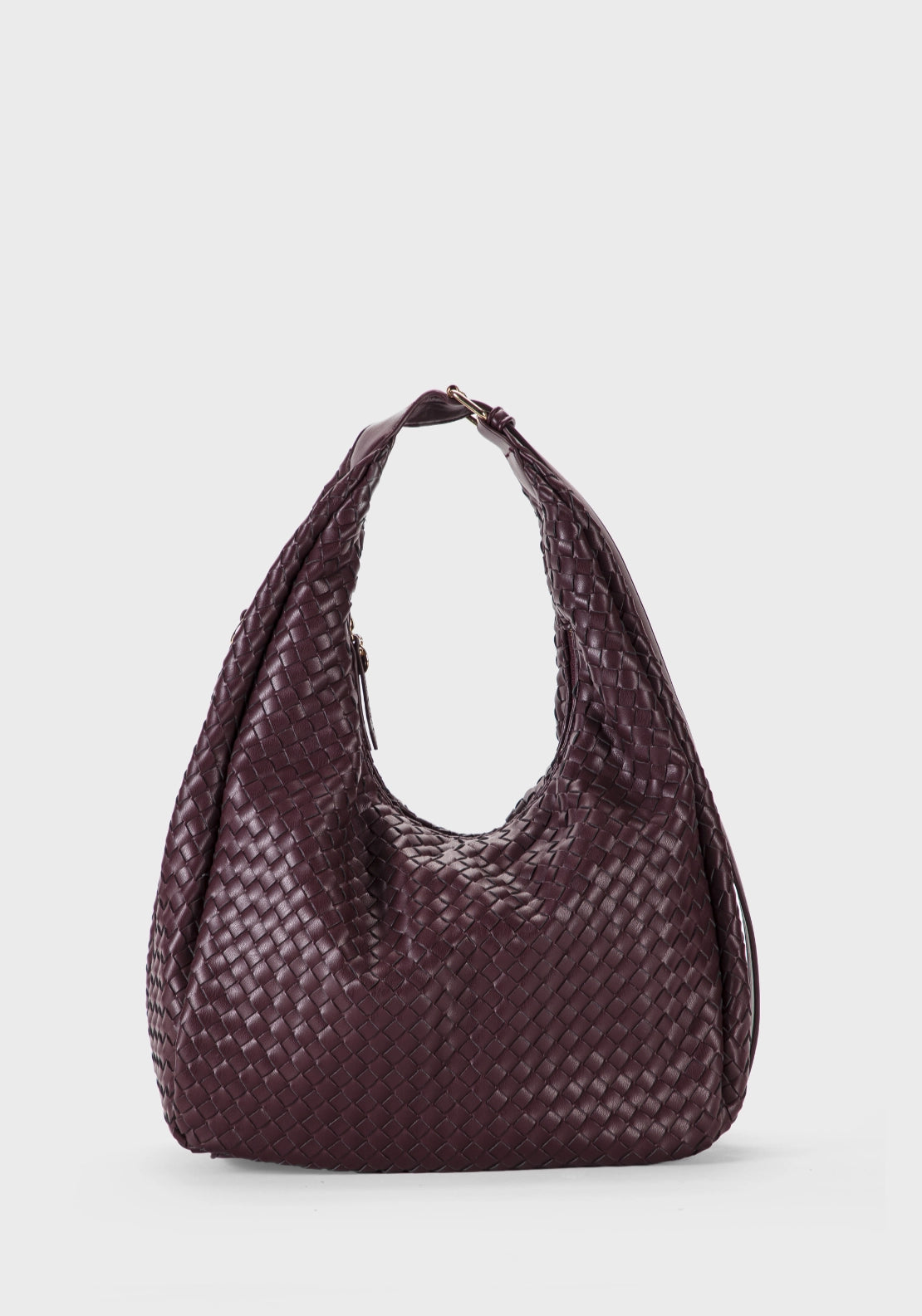 Burgundy Braided Hobo Bag - Red
