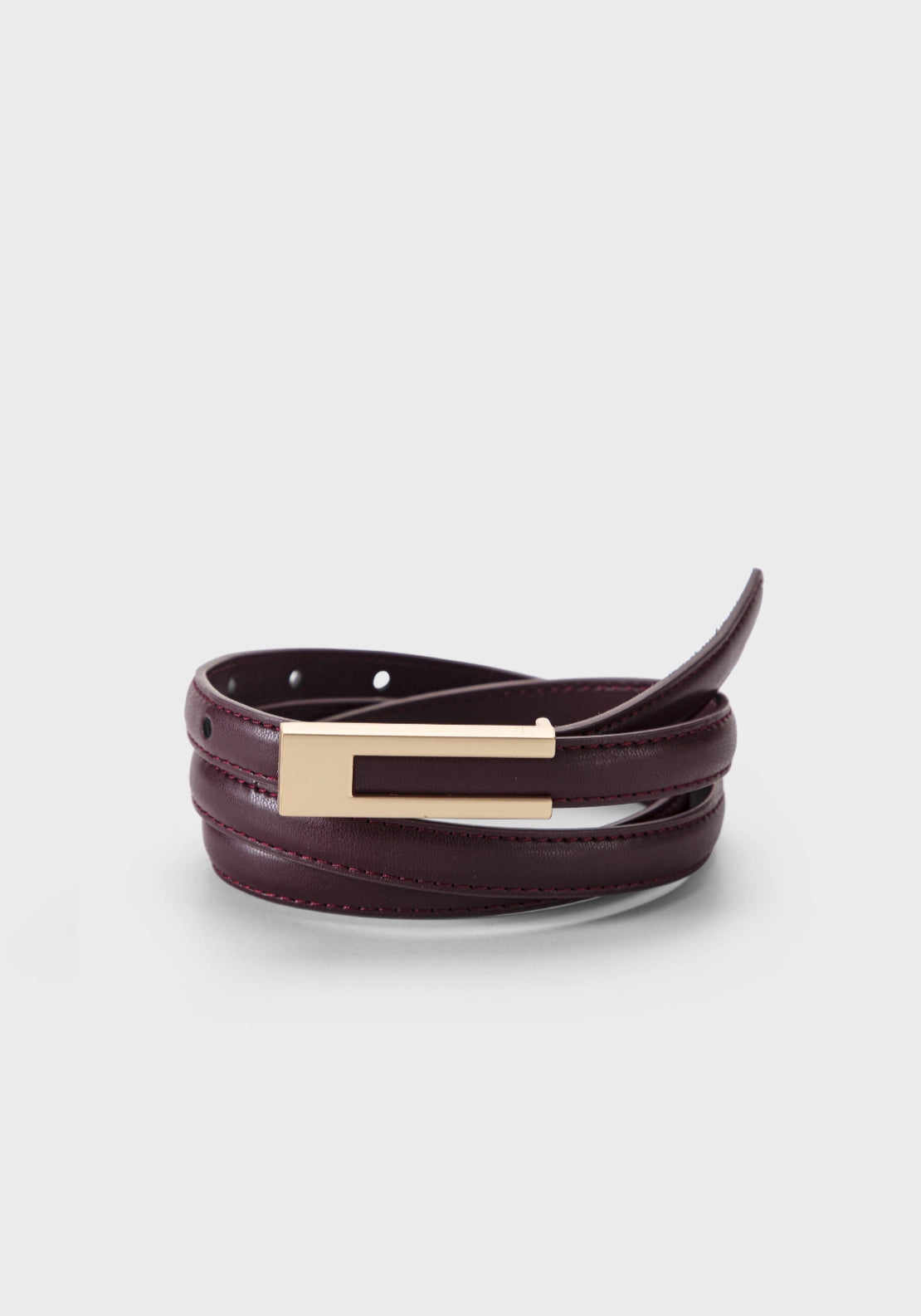 Maroon Gold Buckle Belt - Red