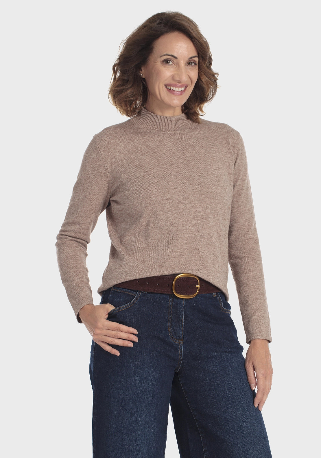 Wide Brown Leather Belt - Purple Aubergine