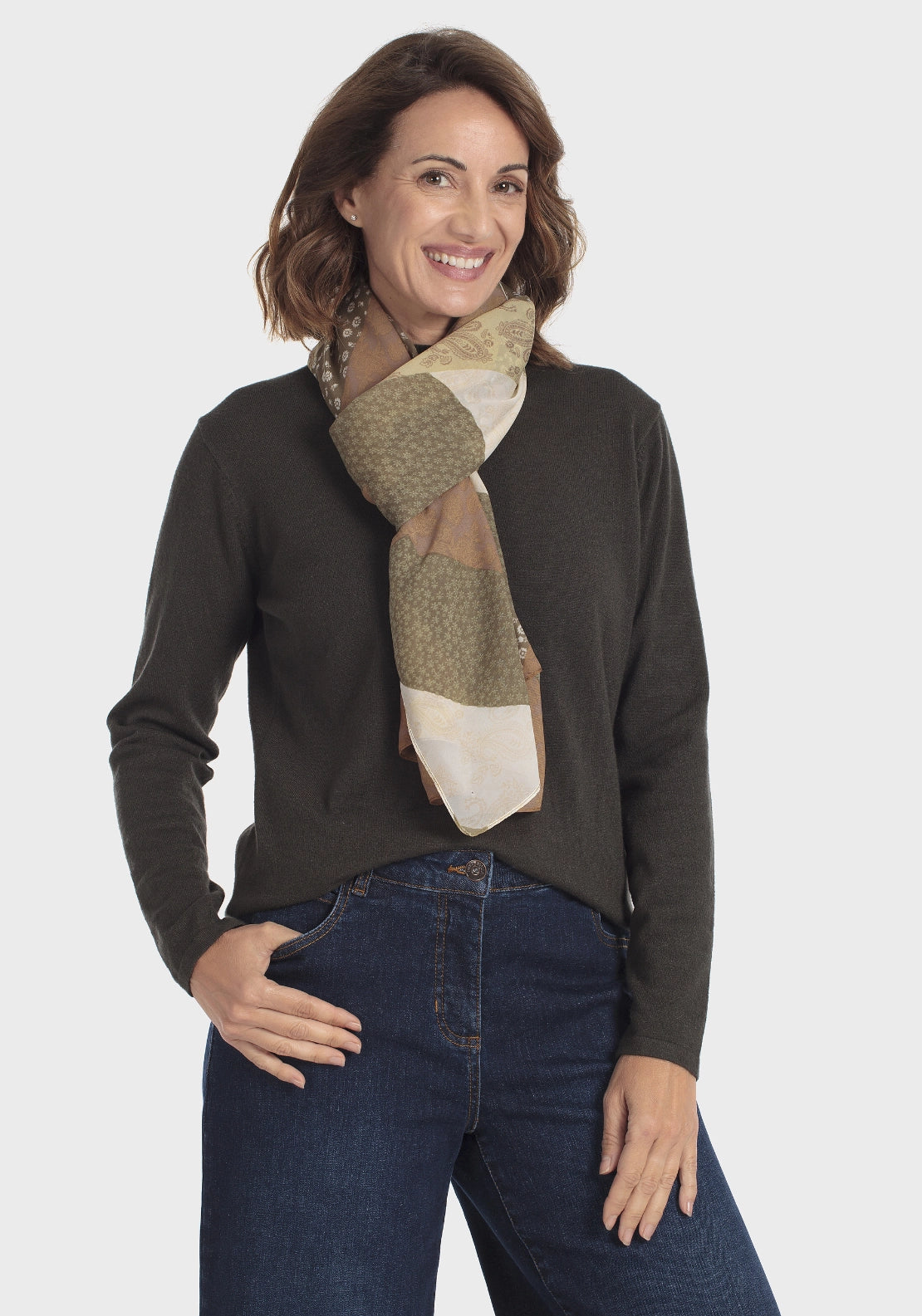 Earthy Tones Paisley Pashmina - Beige