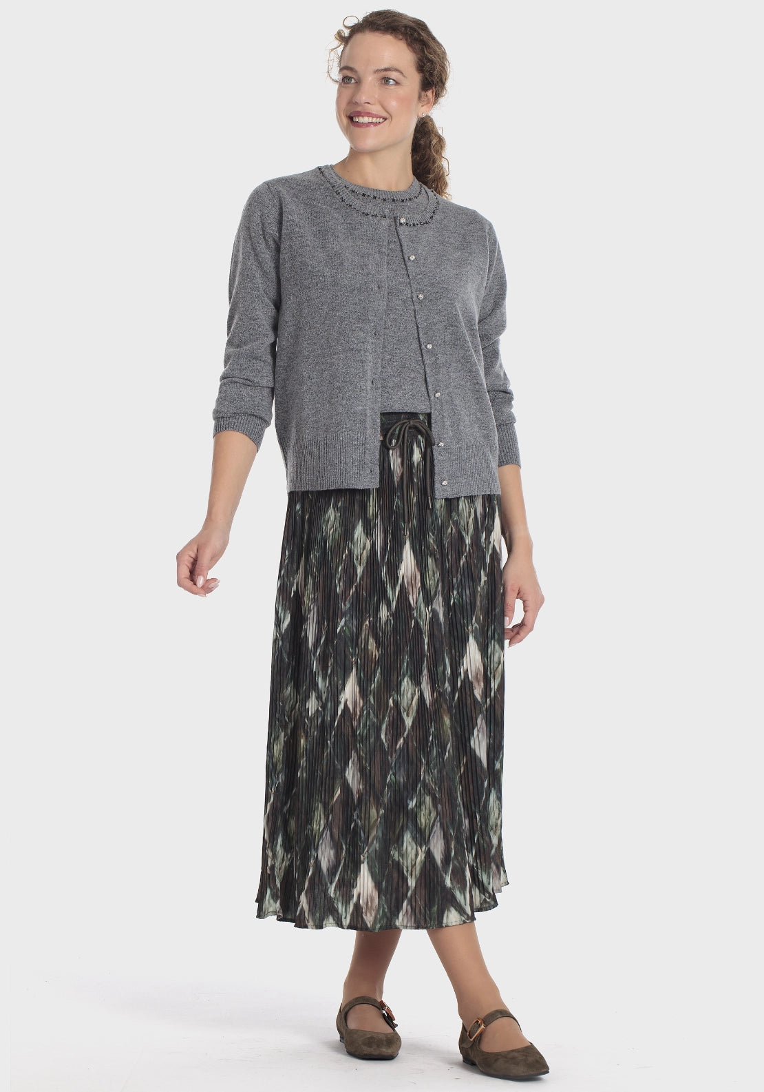 Jacket With Beads - Grey Melange