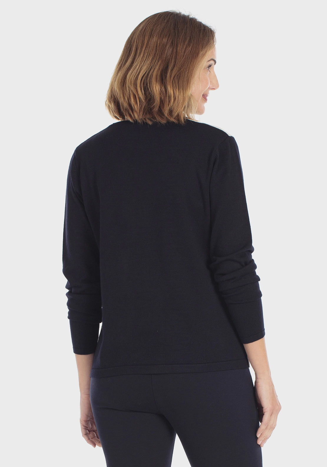 Rhinestone Intarsia Knit Sweater - Navy