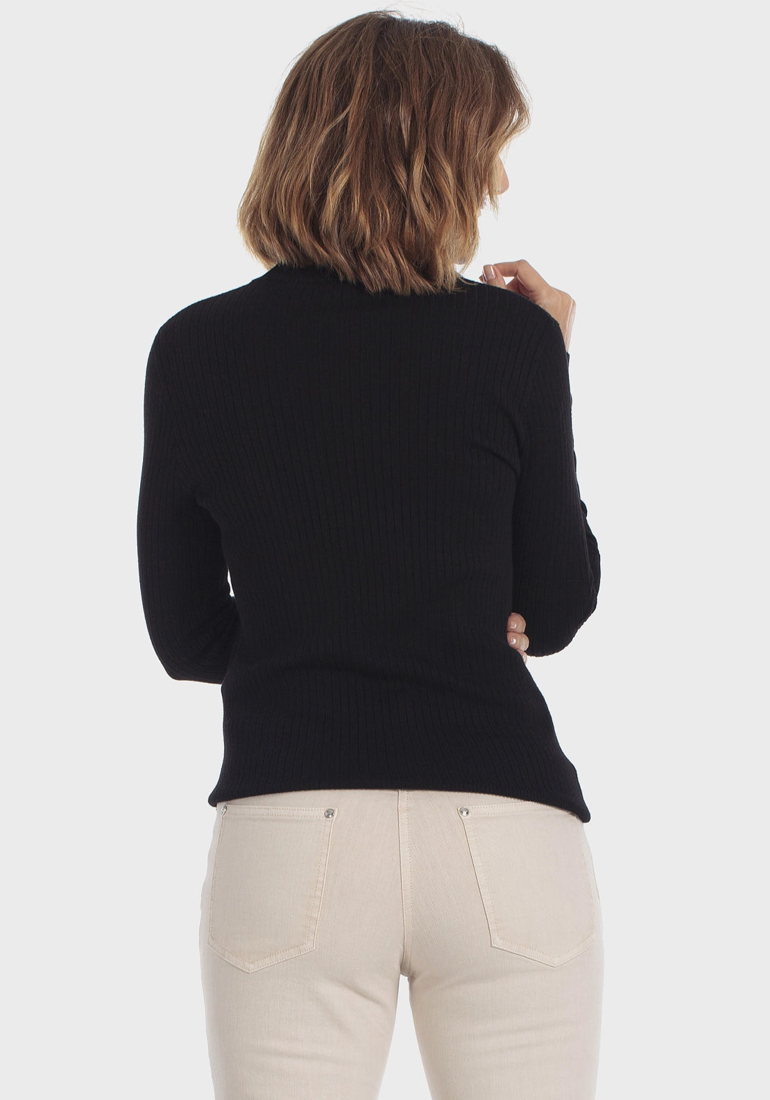 Classic Ribbed Crew-Neck Sweater - Black