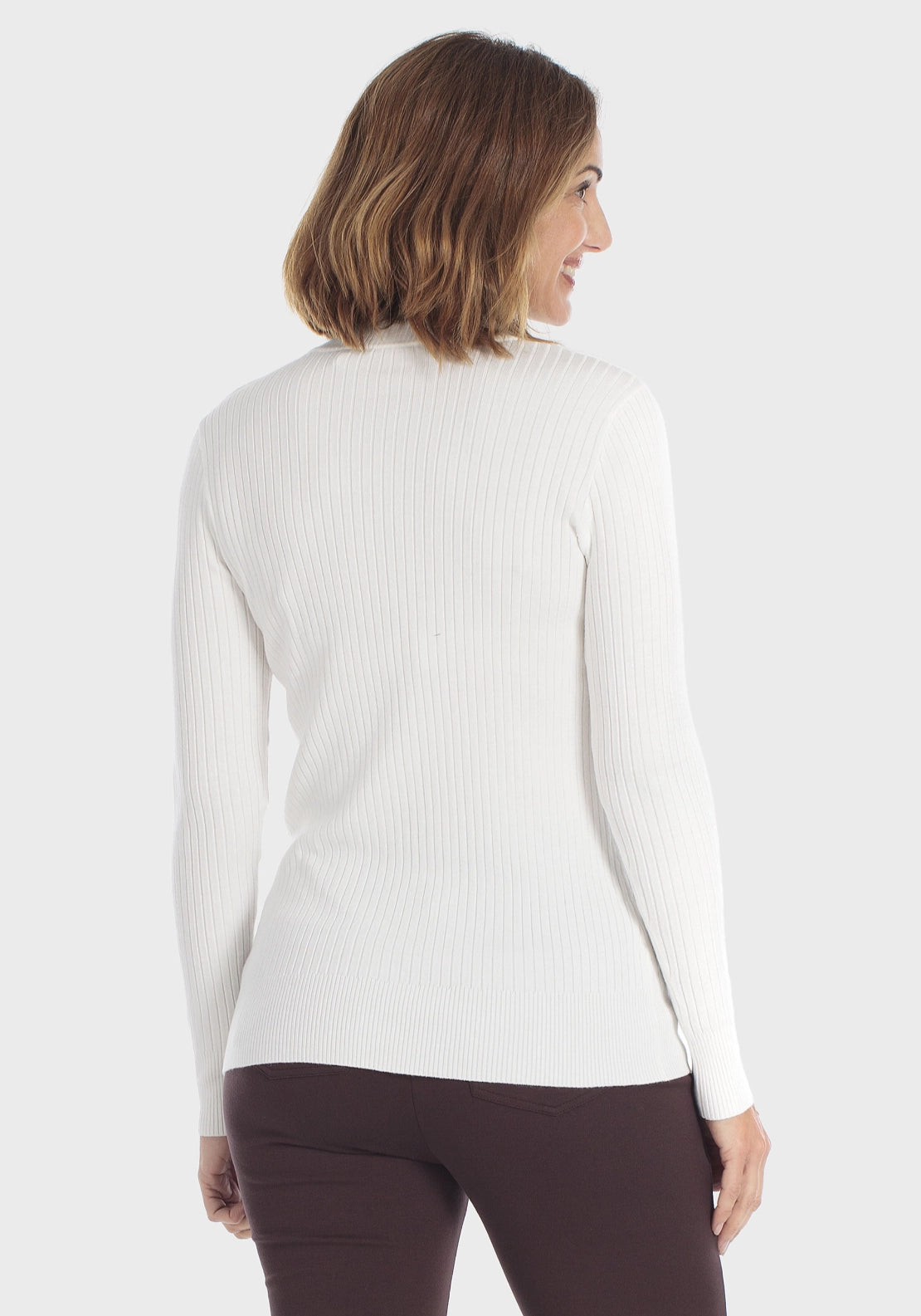 Classic Ribbed Crew-Neck Sweater - White