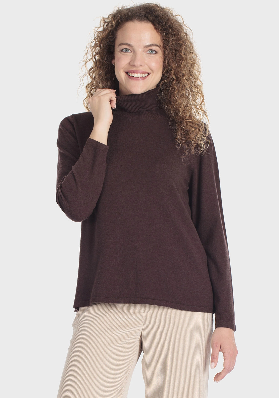 Basic Turtleneck Sweater - Brown
