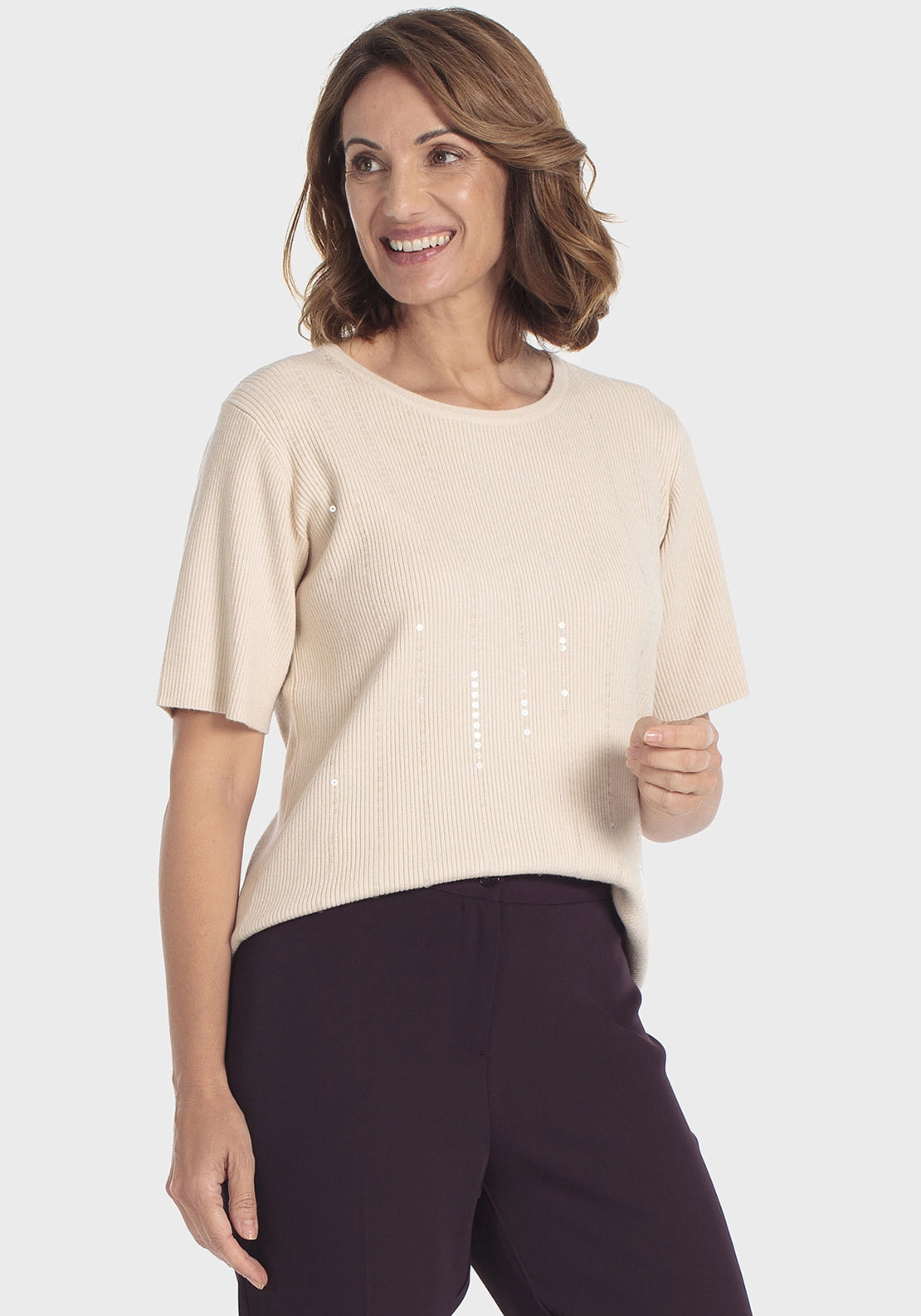Ribbed Sweater - Beige