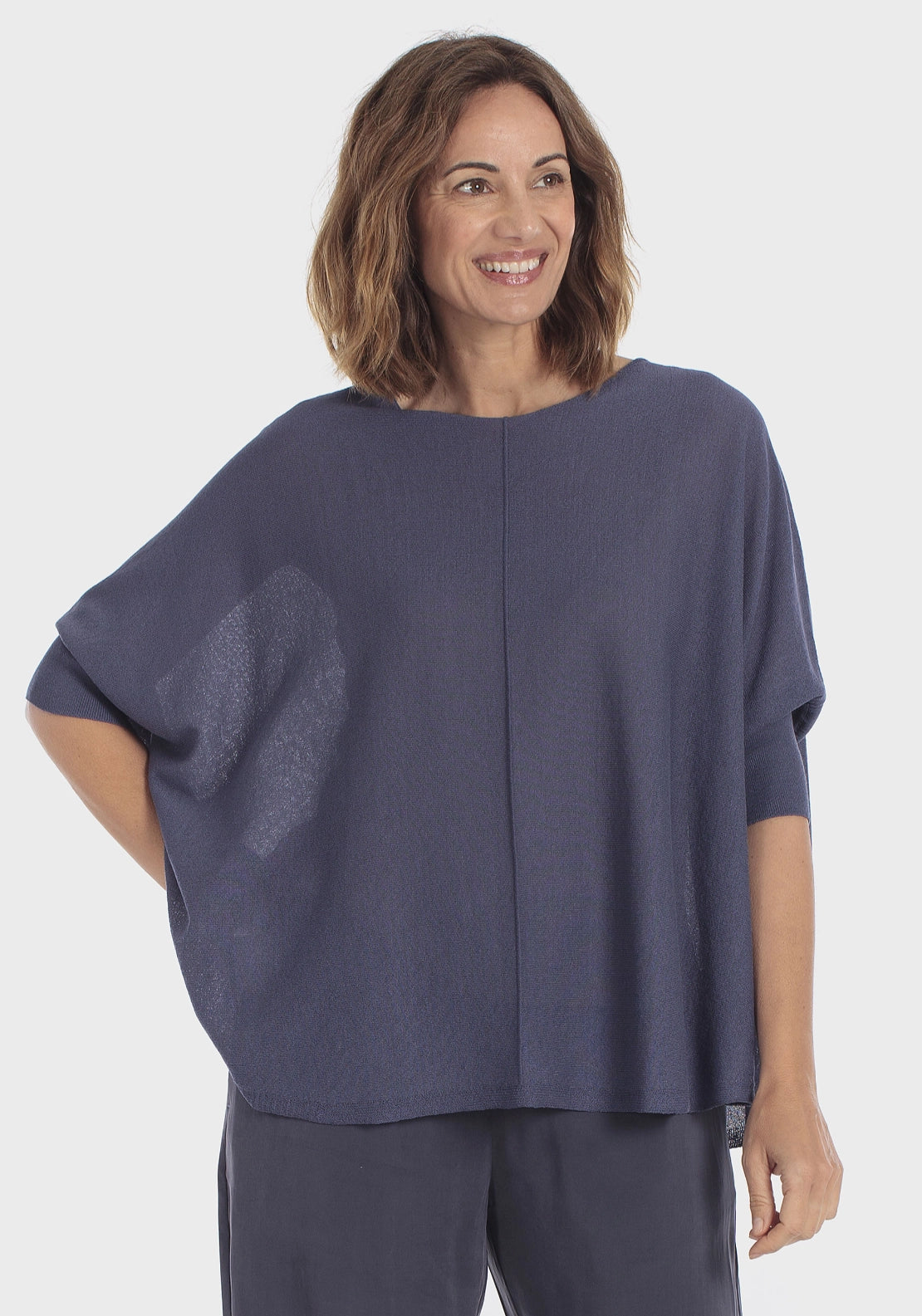 Batwing Sleeve Sweater - Blue Cranberry