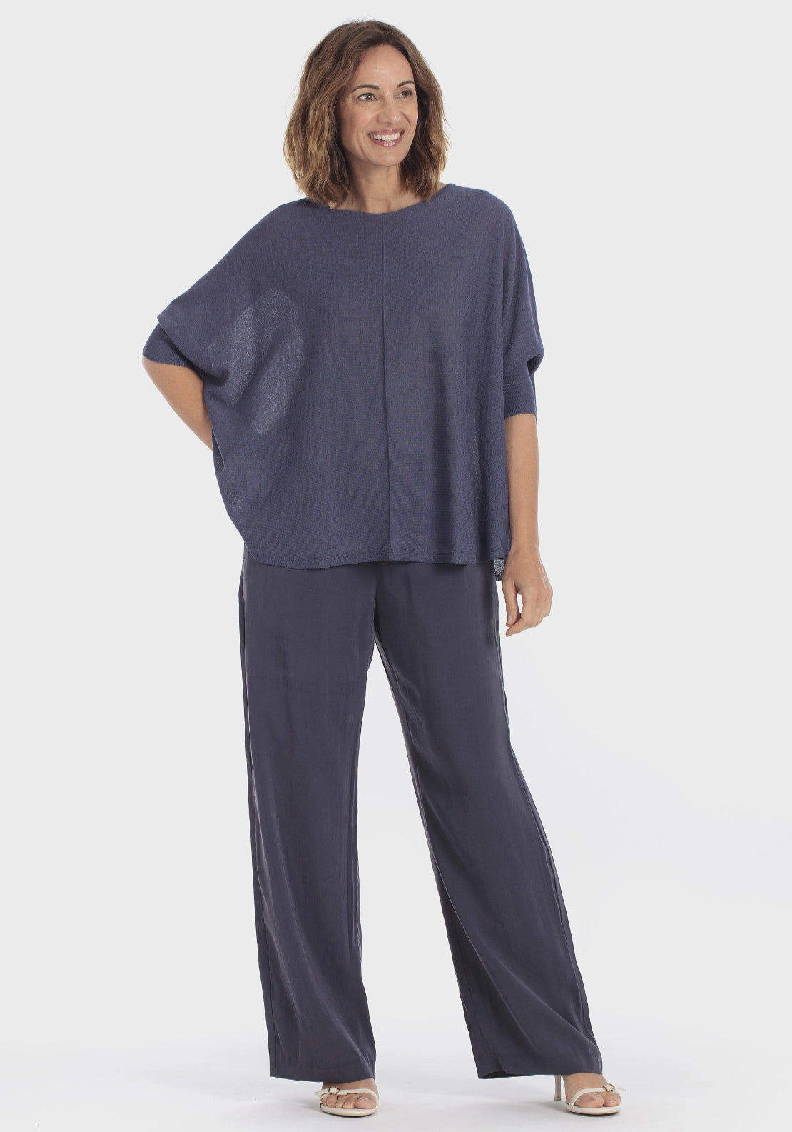 Batwing Sleeve Sweater - Blue Cranberry