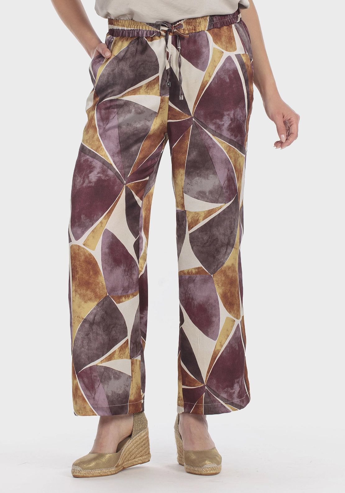 Printed Drawstring Trousers - Purple Mulberry