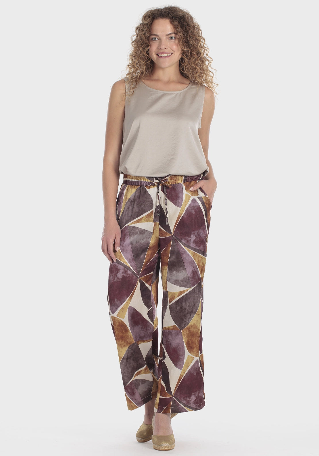 Printed Drawstring Trousers - Purple Mulberry