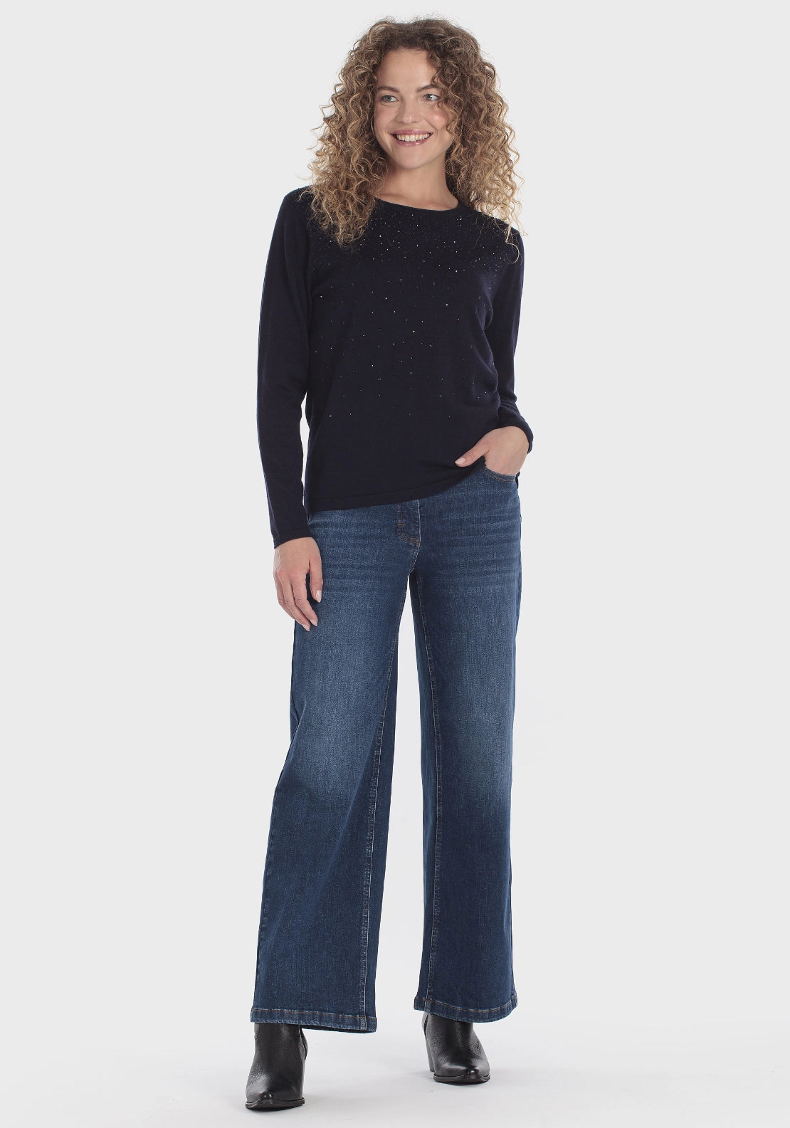 Wide Leg Jeans - Blue Denim