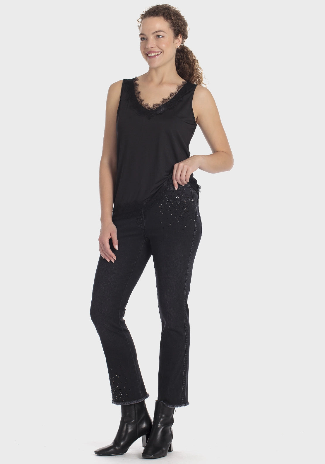 Black Denim Trousers - Black