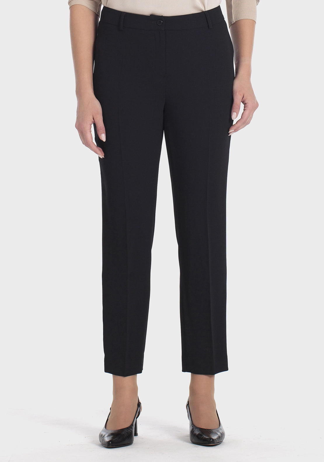 Formal Crepe Capri Trousers - Black
