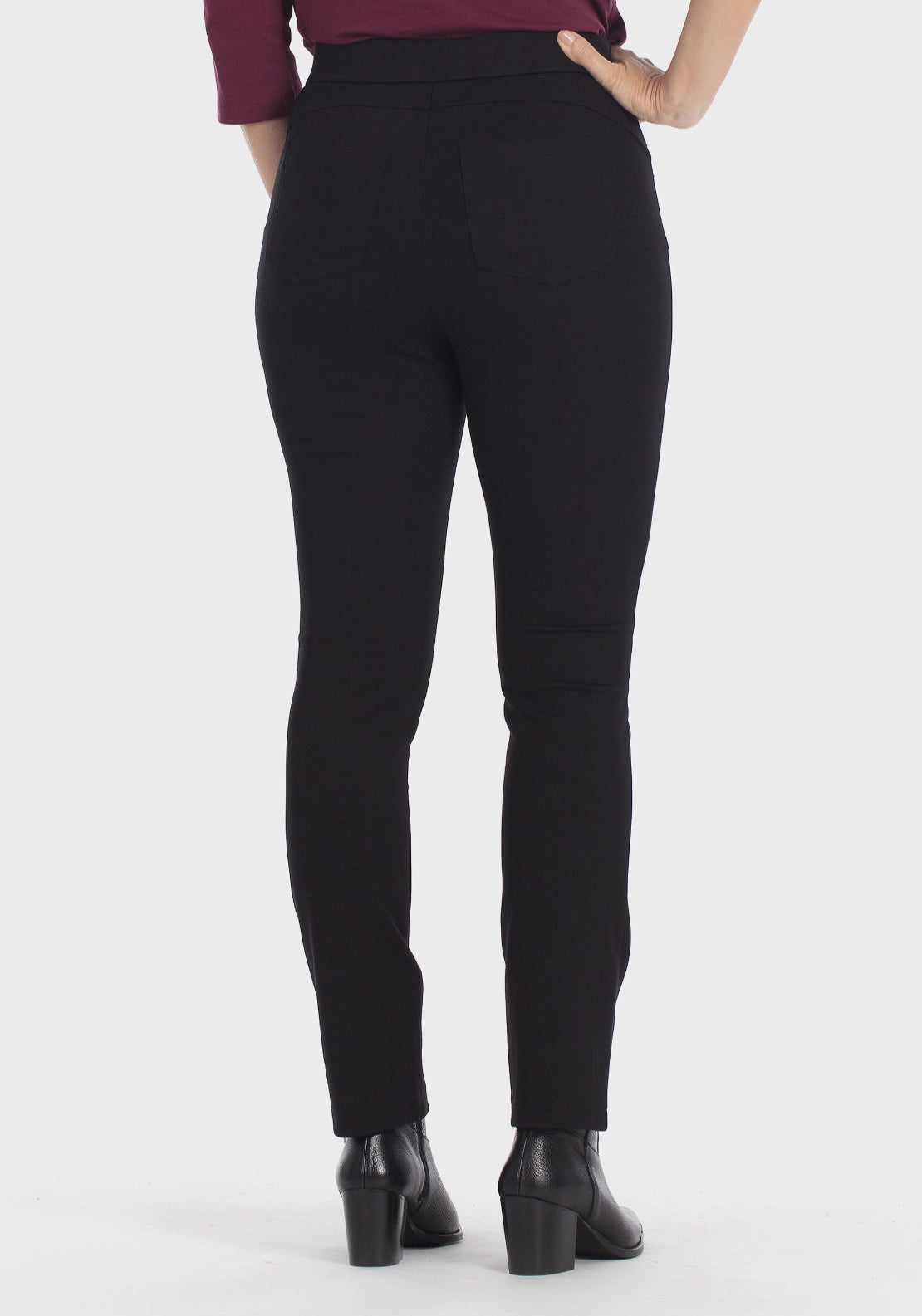 Push-Up Elastic Waist Trousers - Black