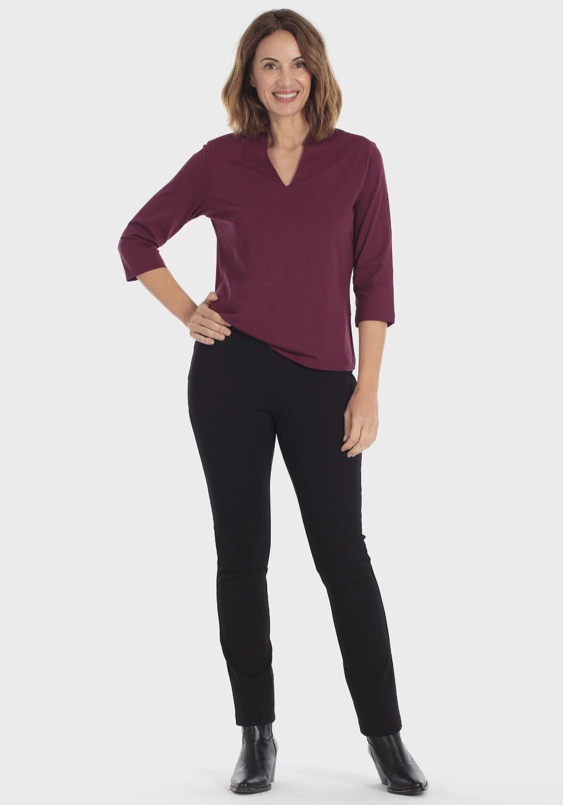 Push-Up Elastic Waist Trousers - Black