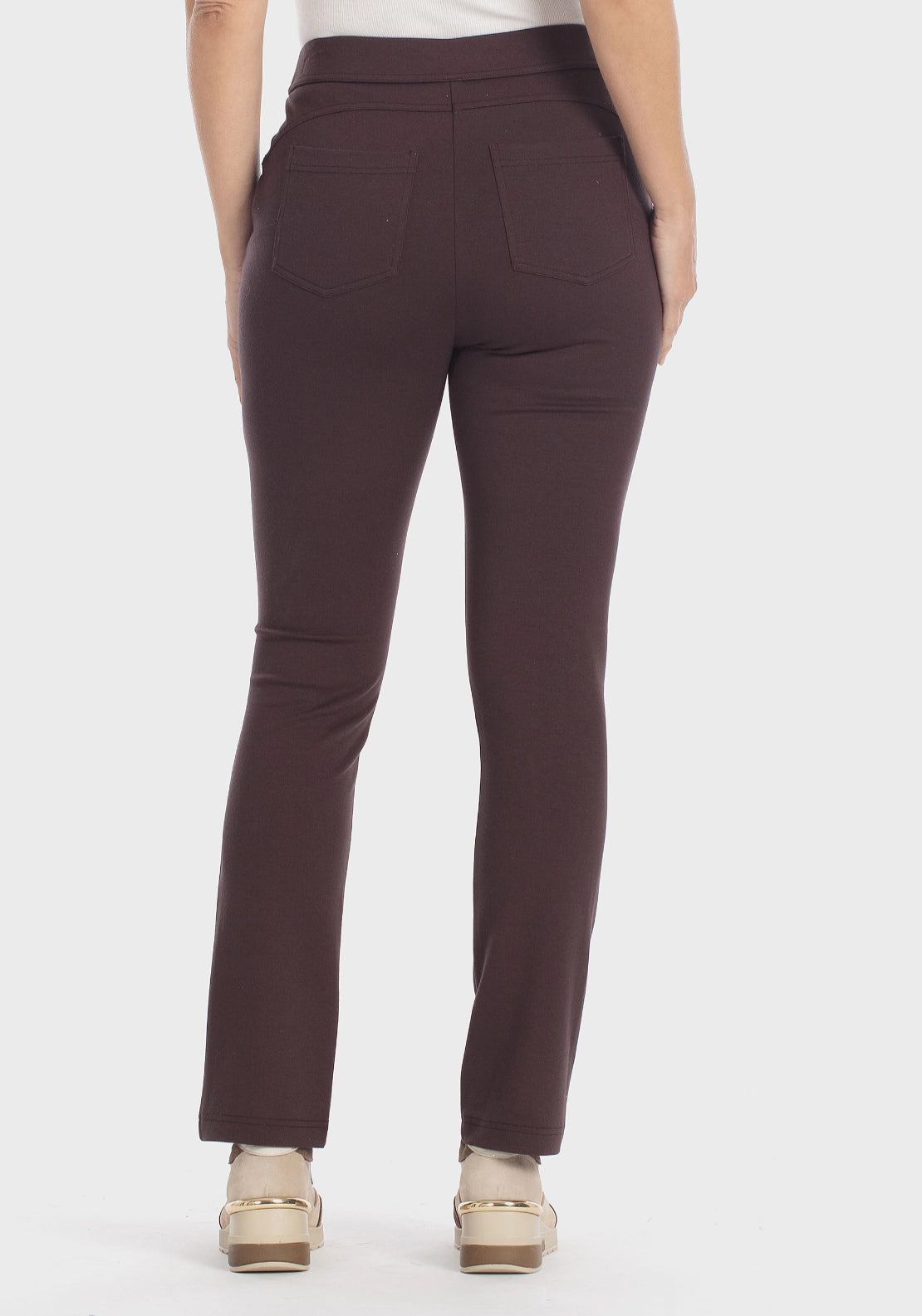 Push-Up Elastic Waist Trousers - Brown Chocolate