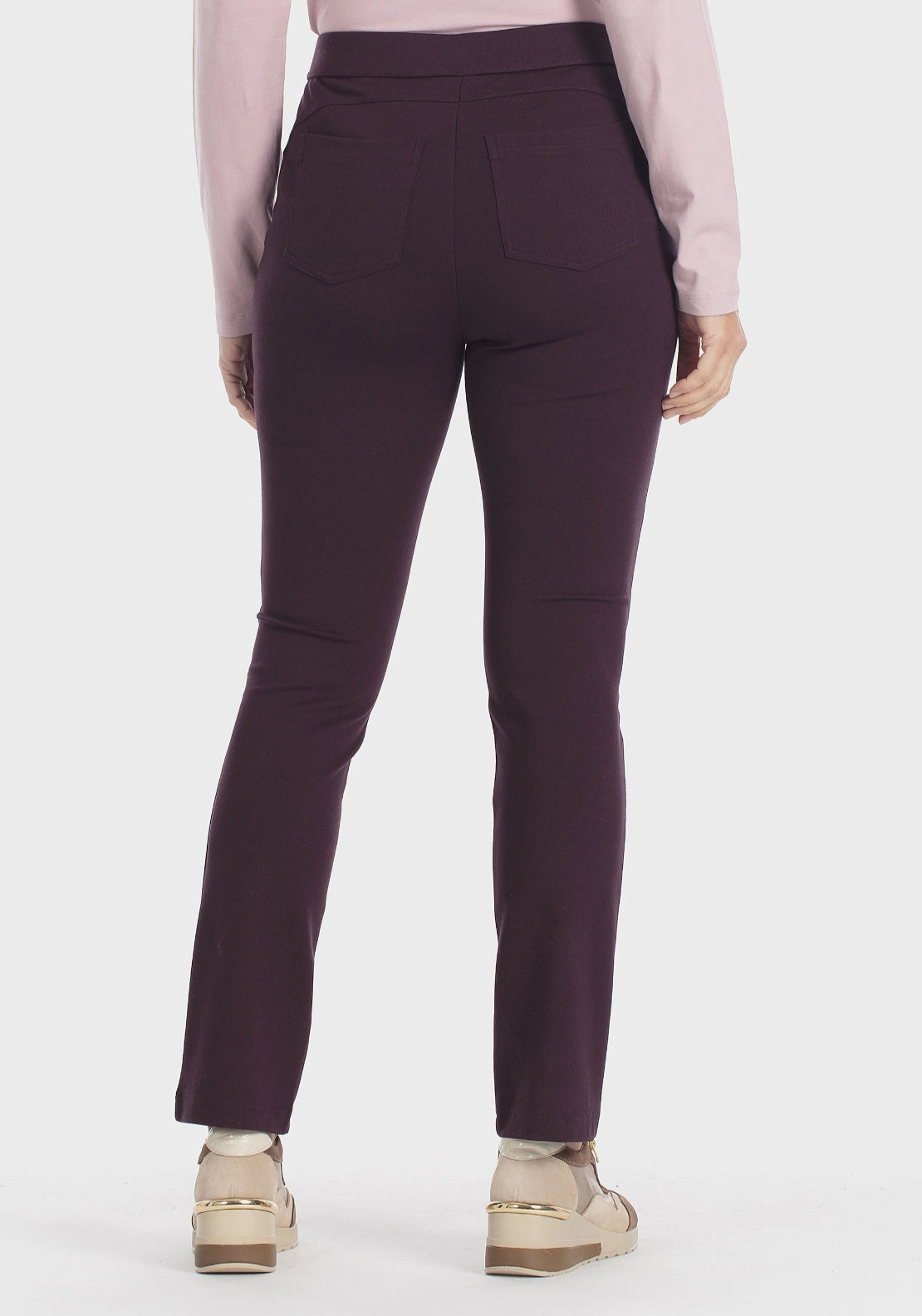 Push-Up Elastic Waist Trousers - Purple Mulberry