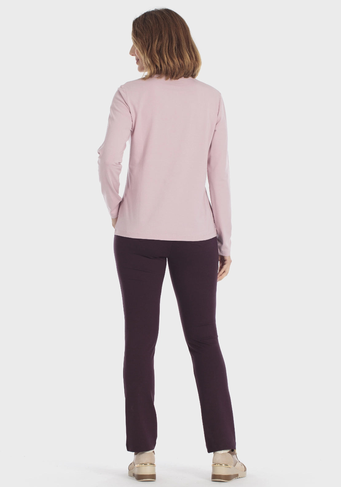 Push-Up Elastic Waist Trousers - Purple Mulberry