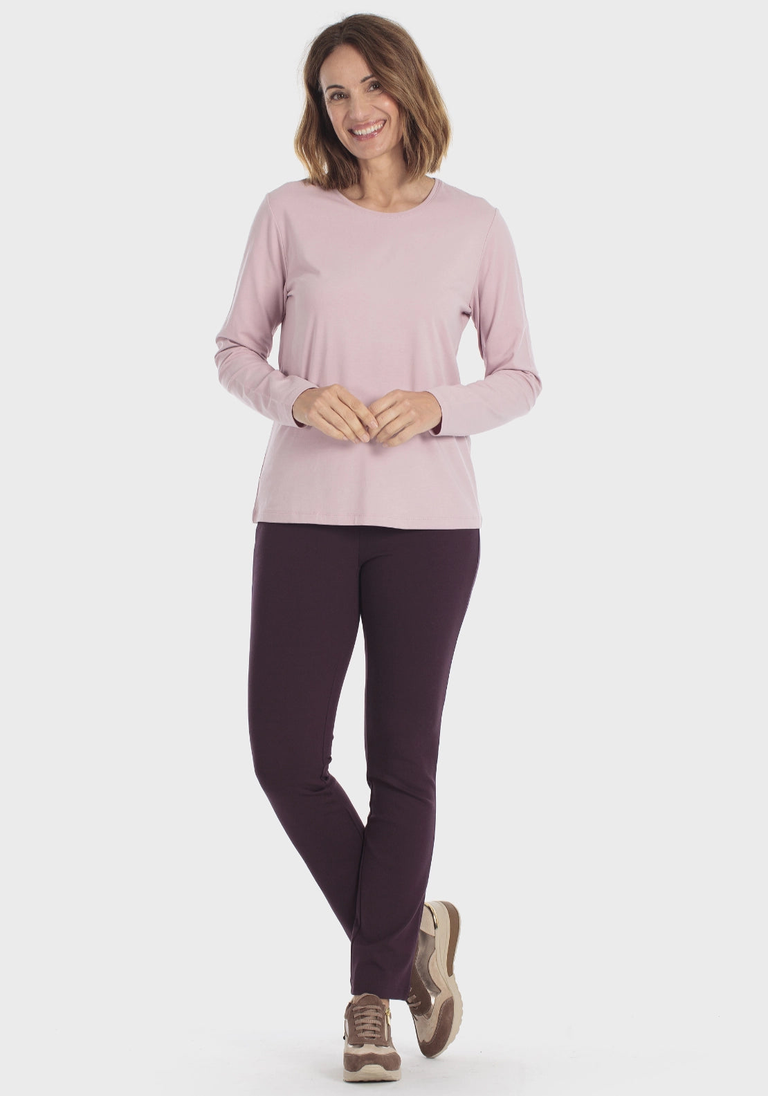 Push-Up Elastic Waist Trousers - Purple Mulberry