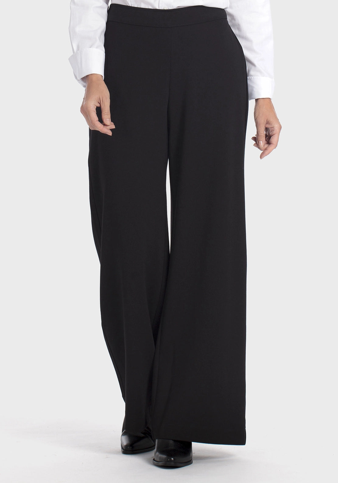 Comfy Wide Leg Black Trousers - Black