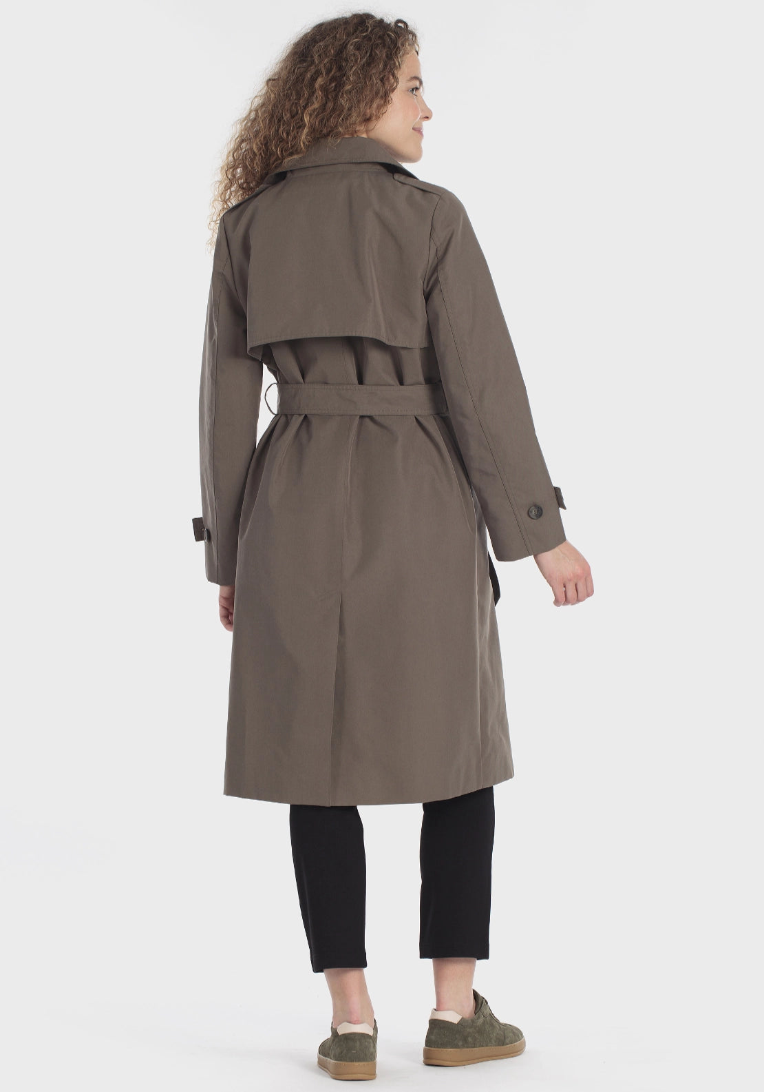 Khaki Belted Trench Coat - Green Dark Khaki