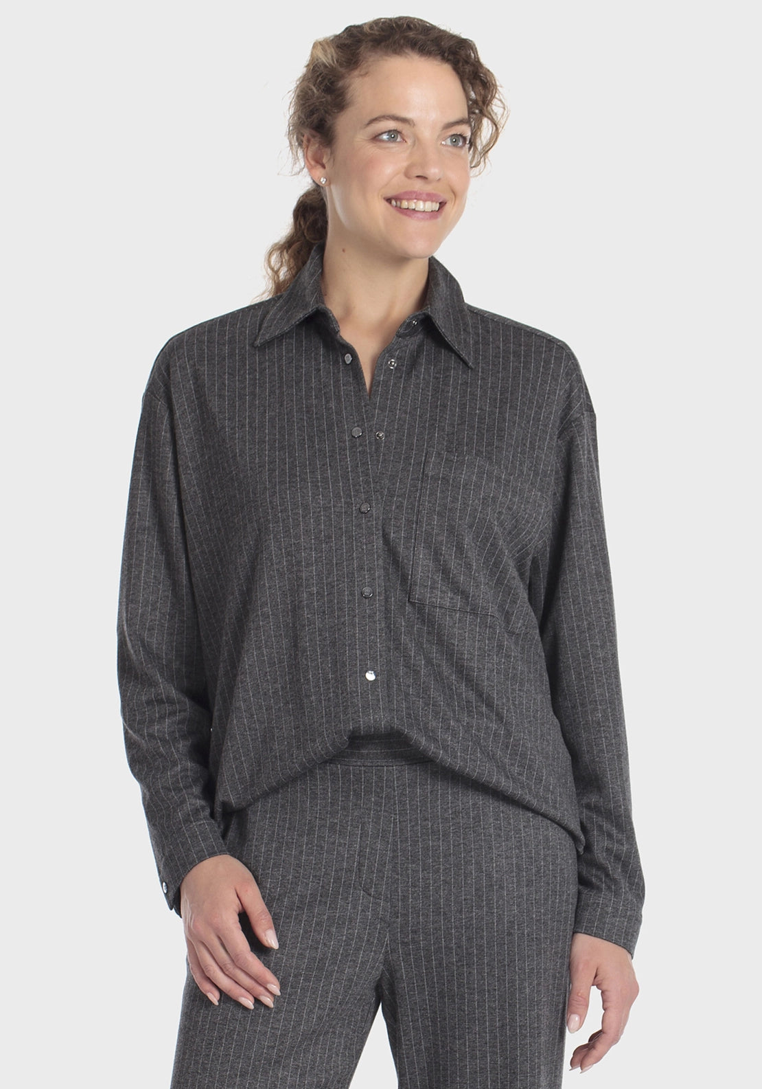 Pinstripe Overshirt - Grey Dark