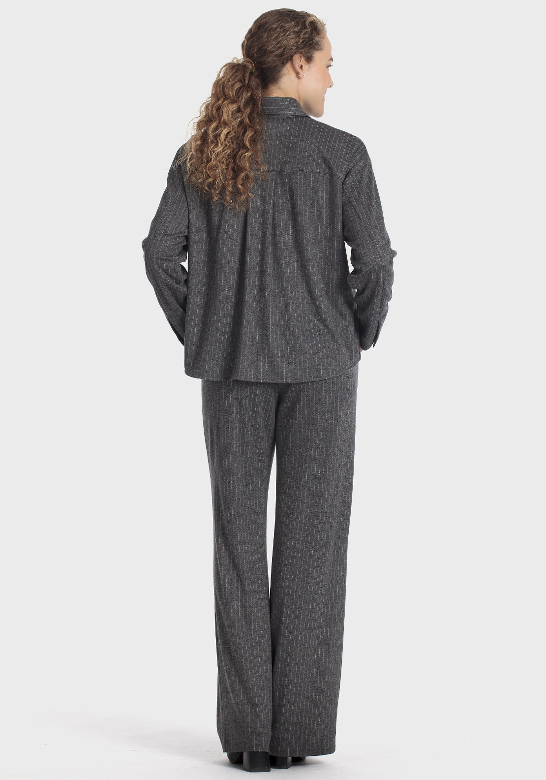 Pinstripe Overshirt - Grey Dark