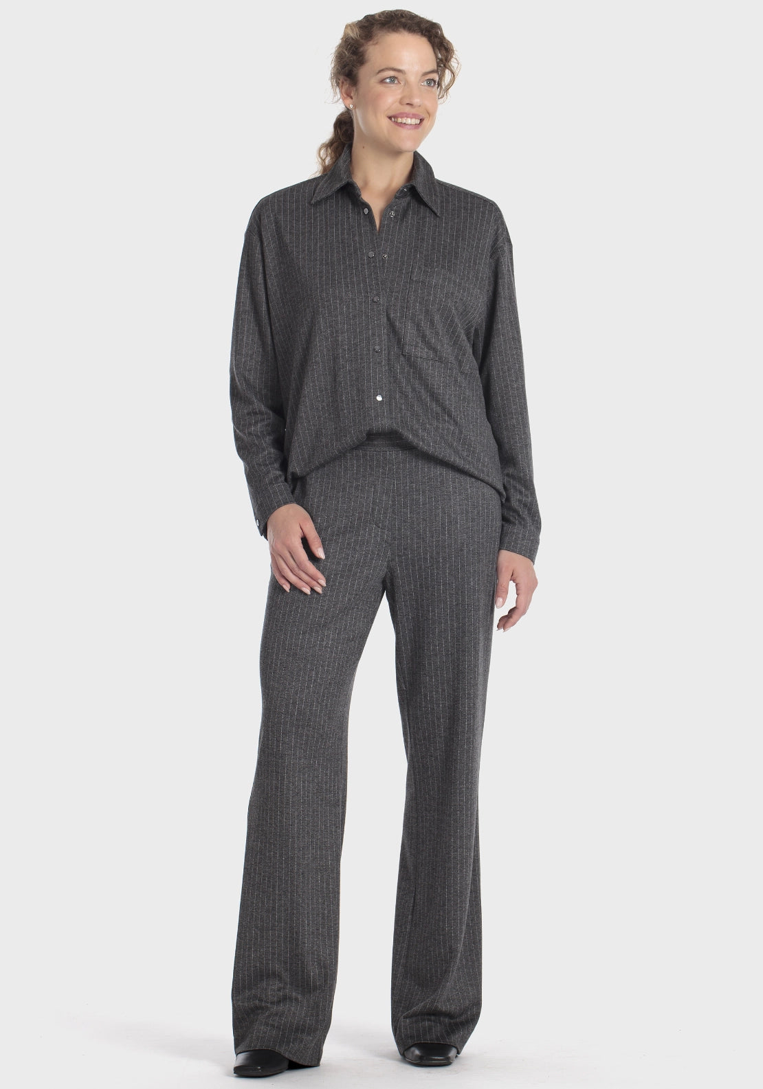 Pinstripe Overshirt - Grey Dark