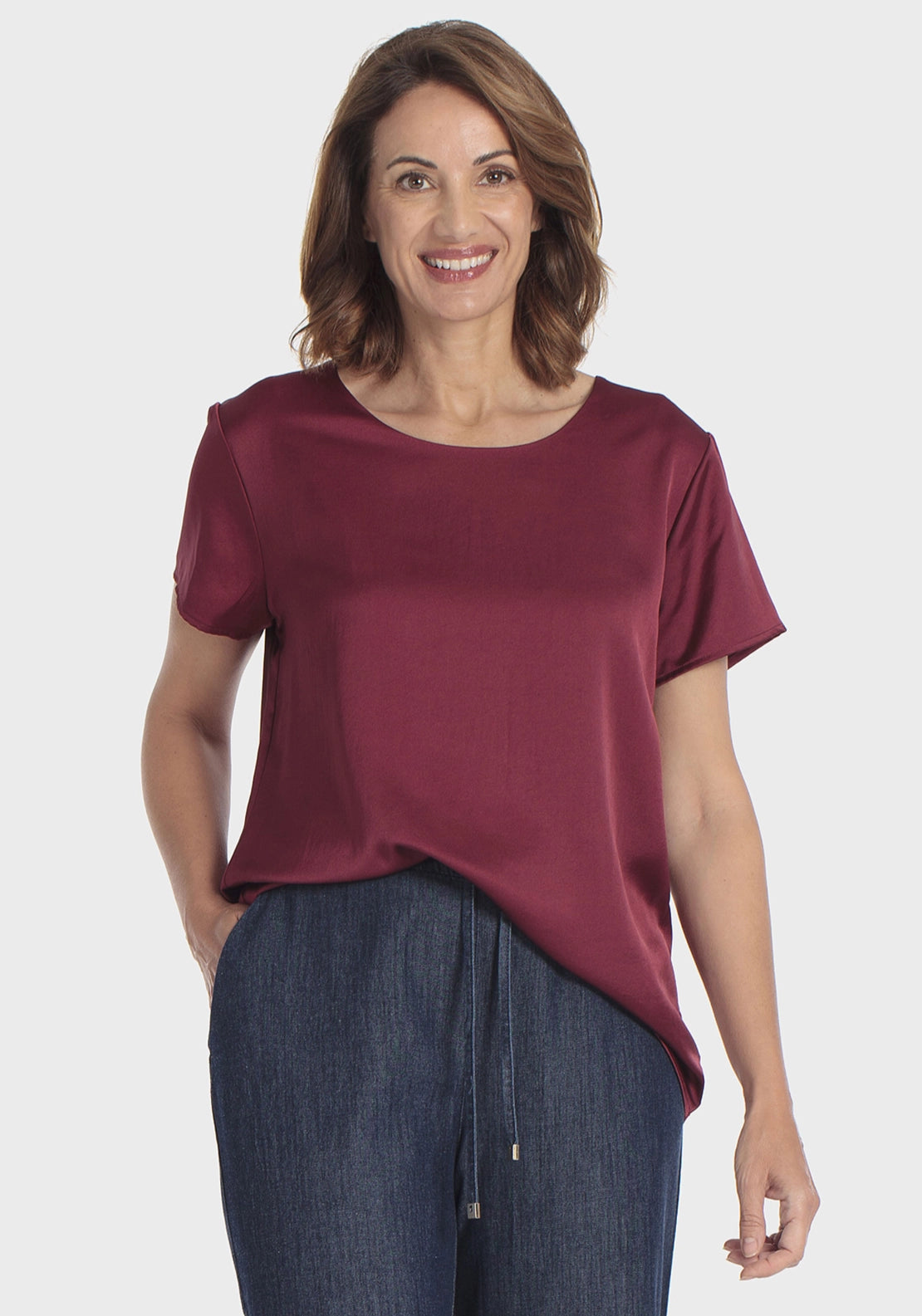Satin Style T-Shirt - Red Dark