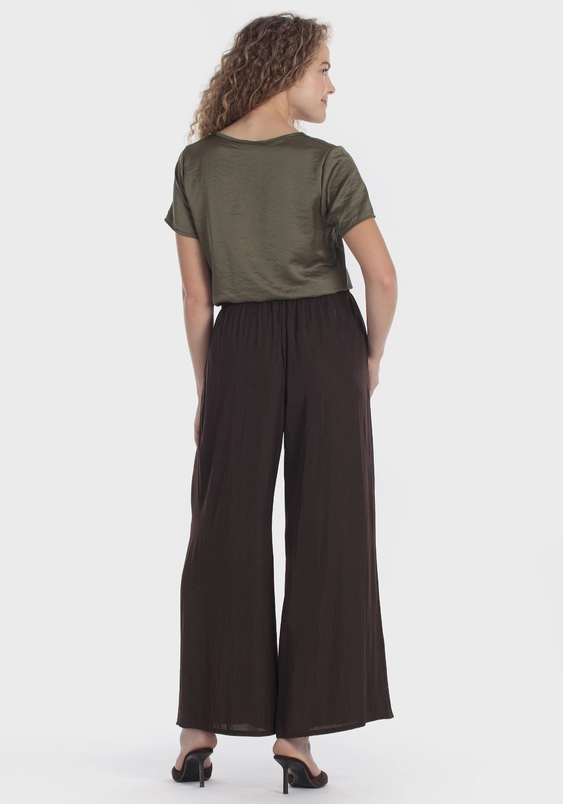 Satin Style T-Shirt - Green Dark Khaki