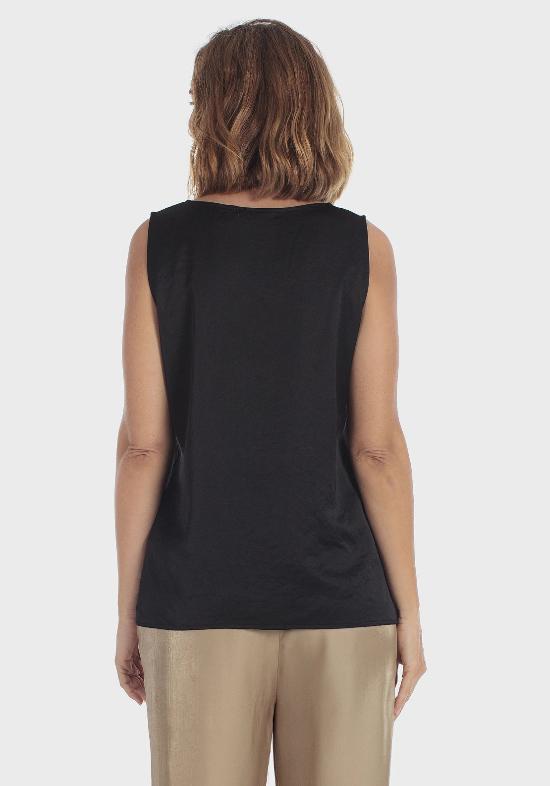 Sleeveless Satin Top - Black