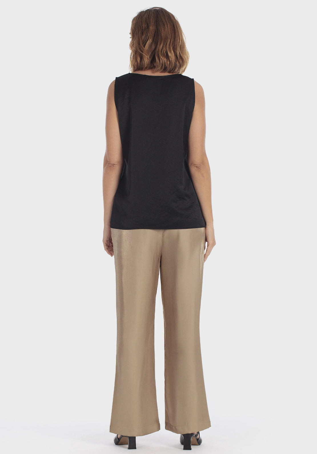 Sleeveless Satin Top - Black