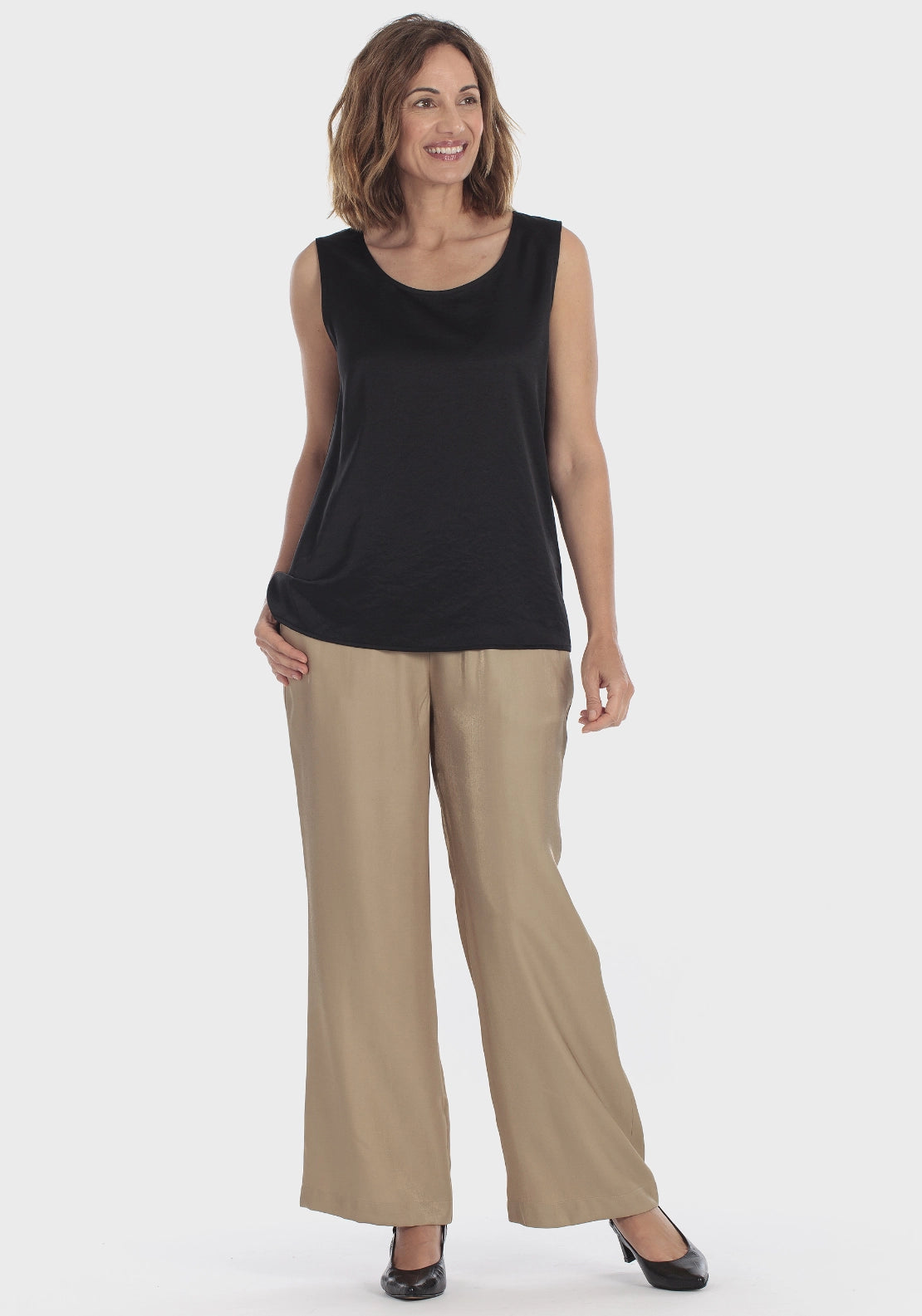 Sleeveless Satin Top - Black