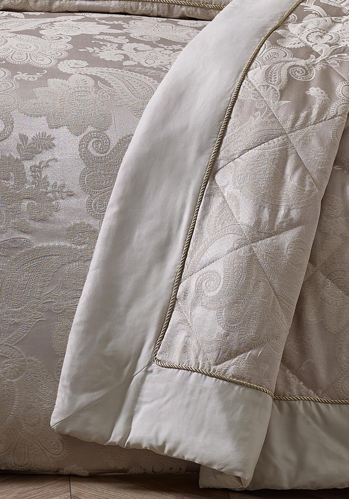 The Home Luxury Collection Edina Damask Jacquard Quilted Bedspread - Cream 2 Shaws Department Stores
