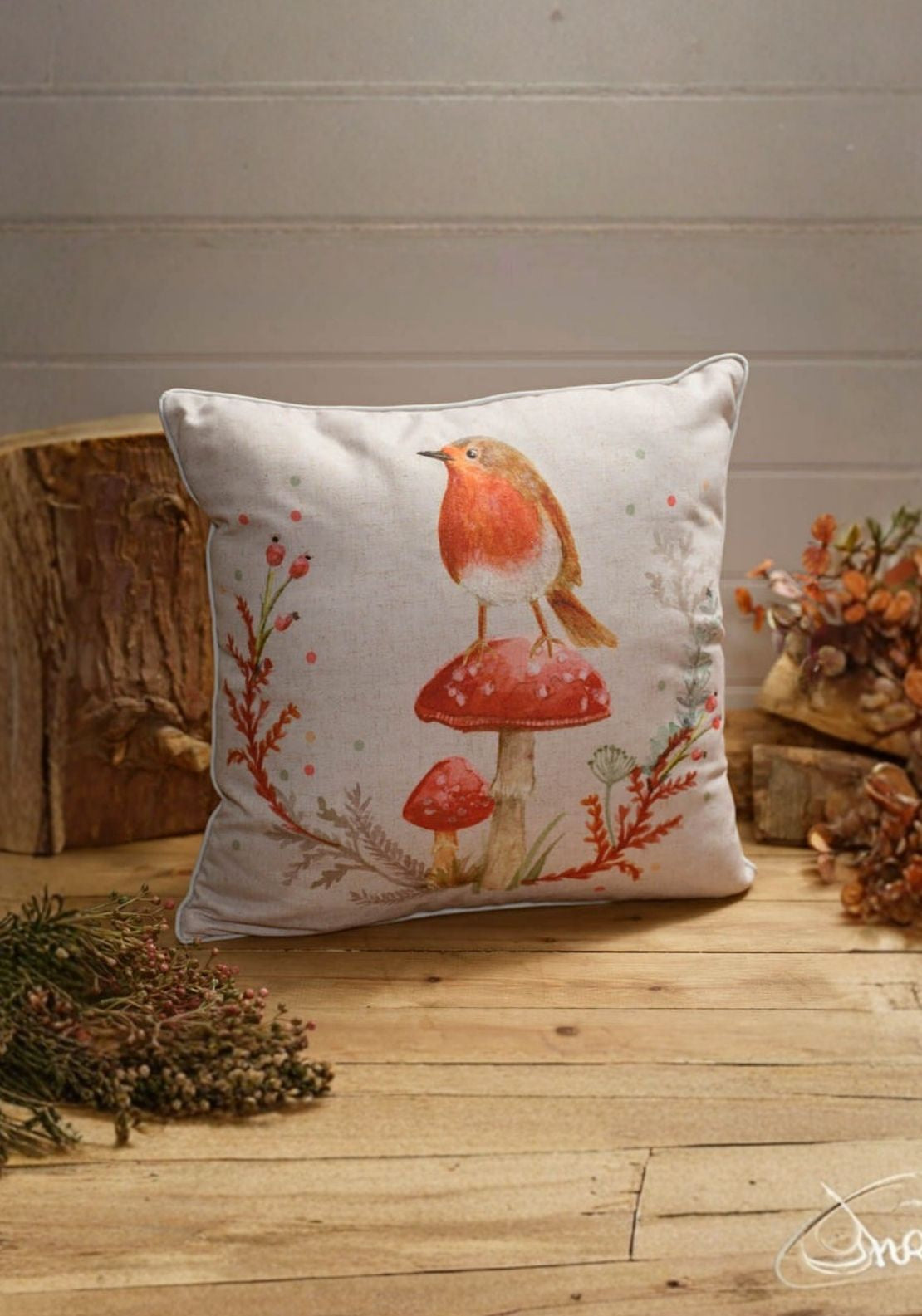 The Home Collection Woodland Robin Cushion - Multi 1 Shaws Department Stores