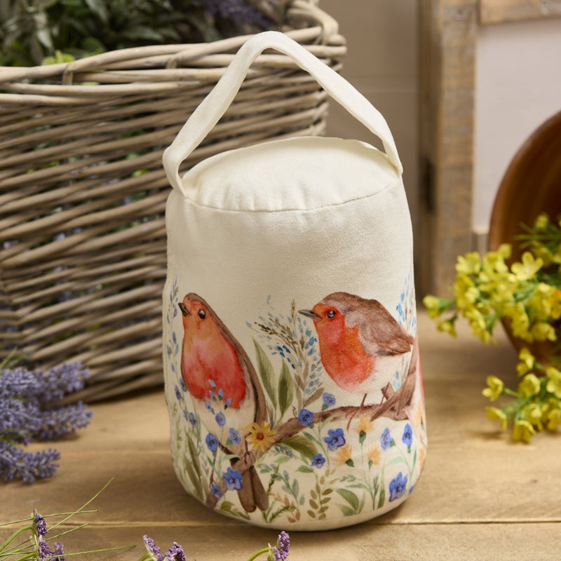 The Home Collection Robin Forget Me Not Cylinder Doorstop Watercolour Velour Fabric - Multi 1 Shaws Department Stores