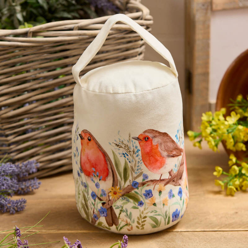 The Home Collection Robin Forget Me Not Cylinder Doorstop Watercolour Velour Fabric - Multi 2 Shaws Department Stores