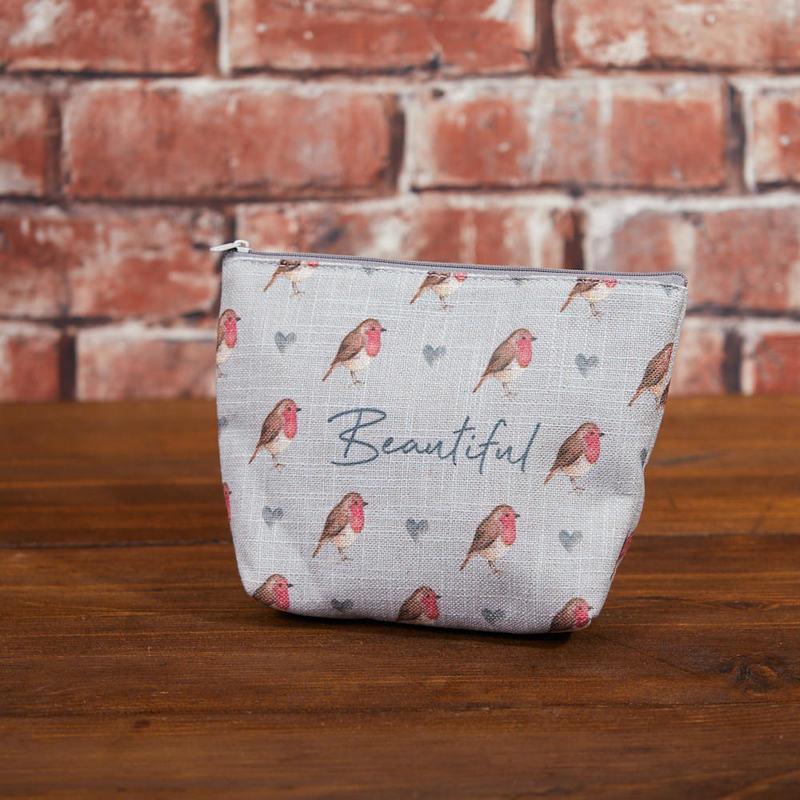 The Home Collection Robin Pouch - Grey Linen With Heart Design 1 Shaws Department Stores