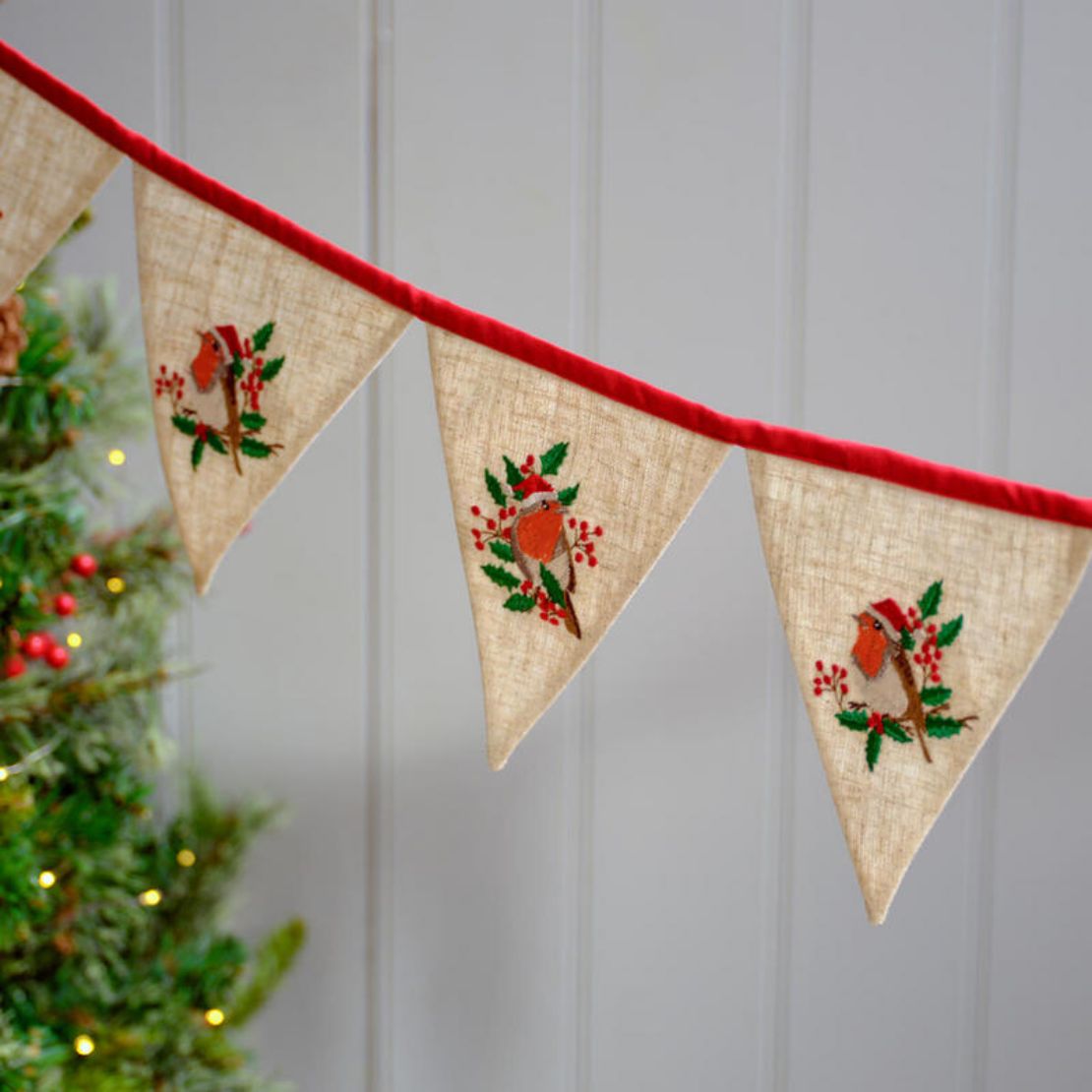 Embroidered Cotton &amp; Linen Bunting