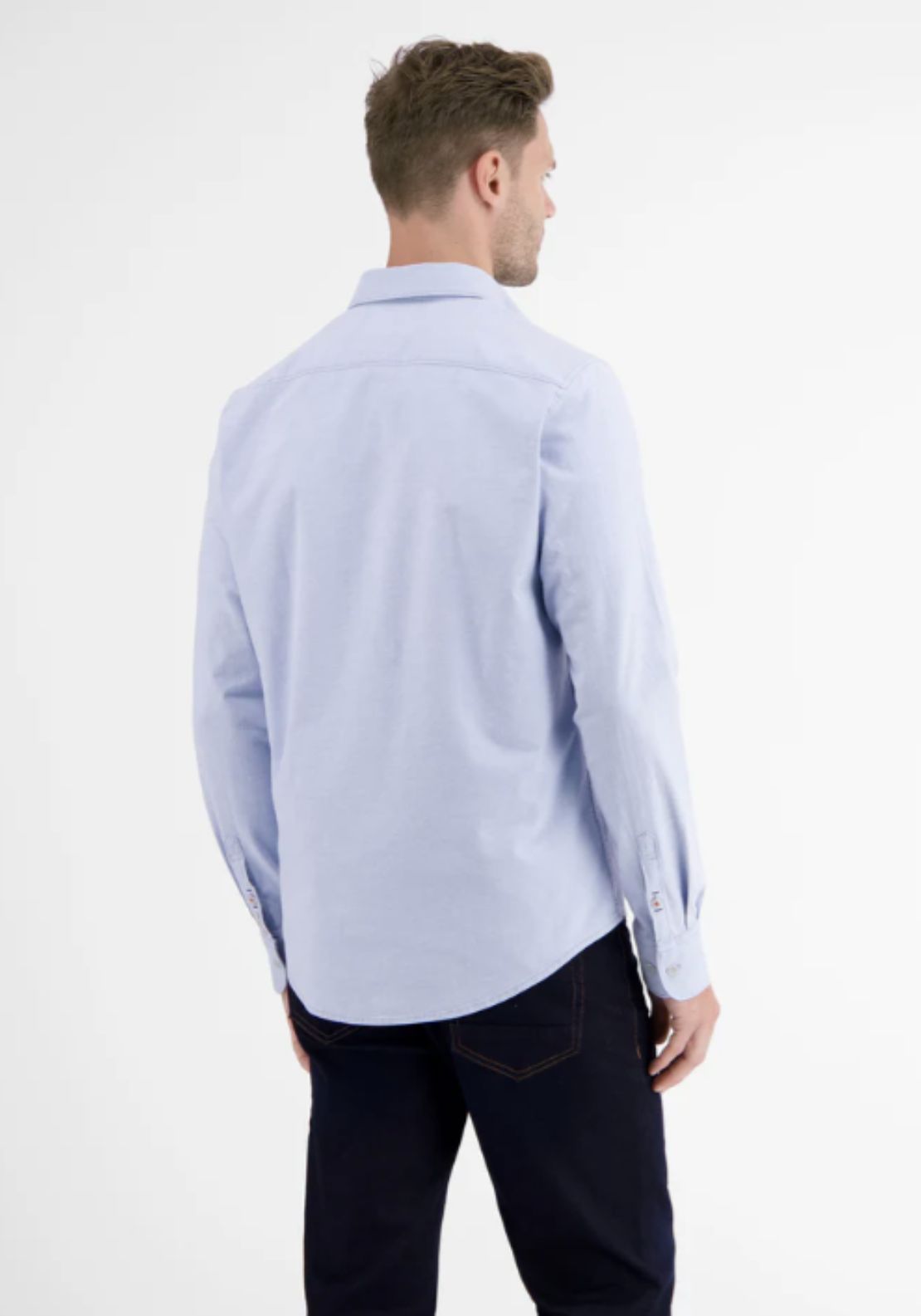 Lerros Plain Oxford Shirt - Blue 2 Shaws Department Stores