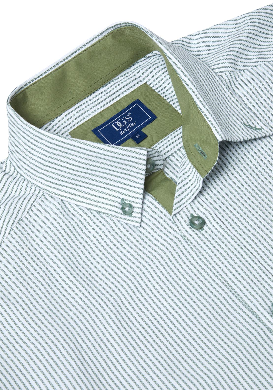 Drifter Short Sleeve Stripe Shirt - Green 2 Shaws Department Stores